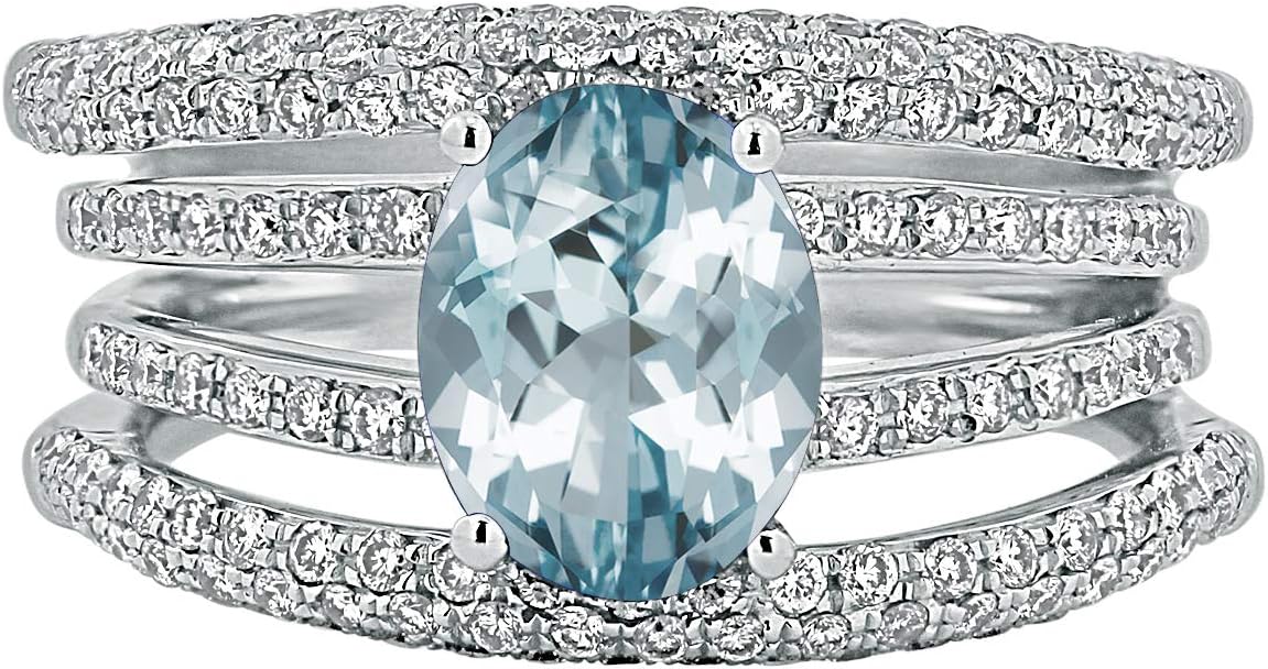 Diamond Wish 18k White Gold 1 1/2ct Aquamarine and 9/10ct Diamond Engagement Ring Size 4-9