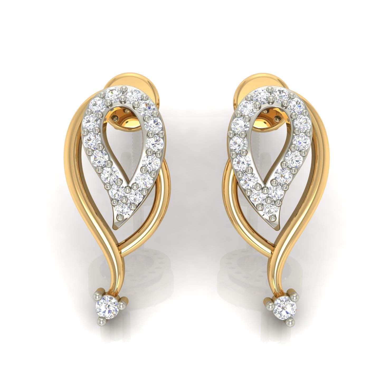 avsar 18k (750) Yellow Gold and Diamond Stud Earrings for Women-picture-31