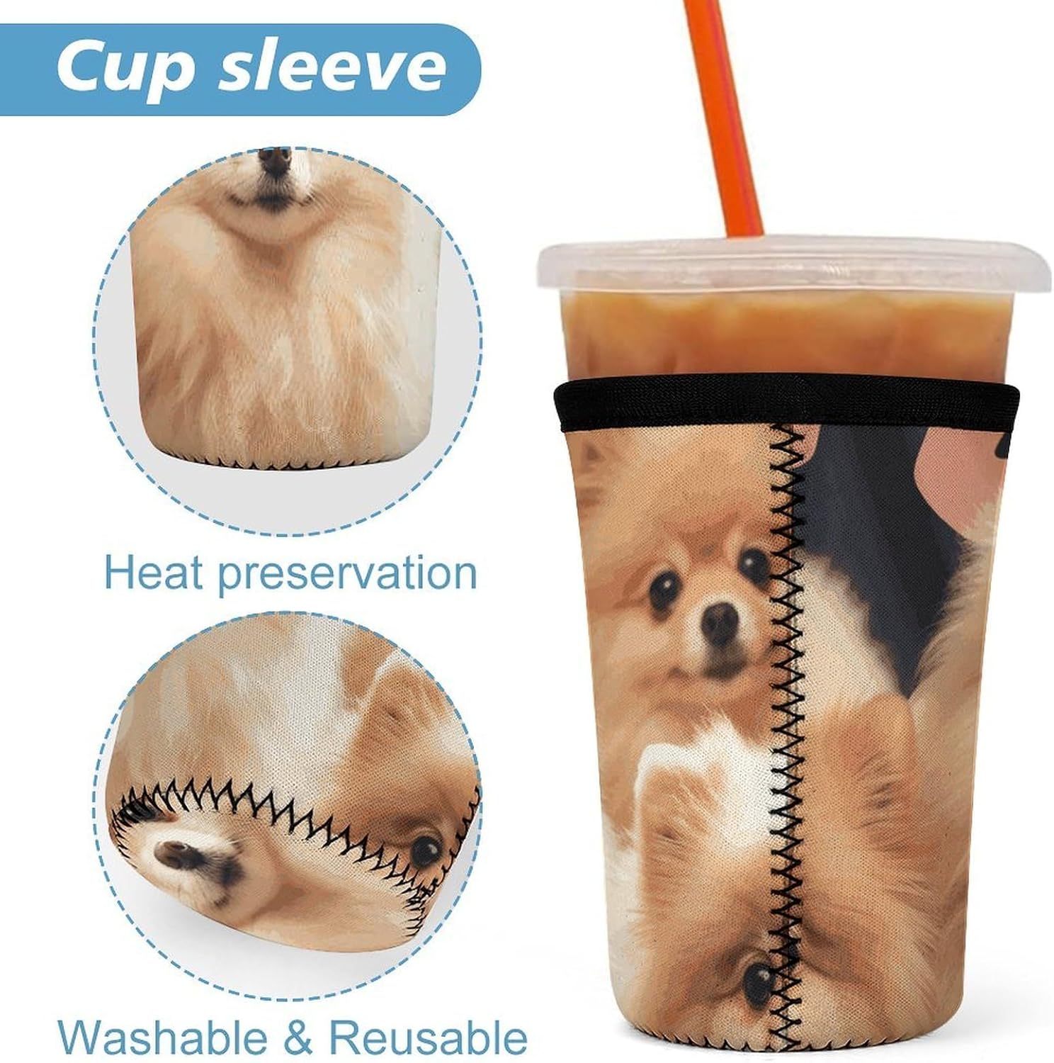 3 Pack Neoprene Cup Sleeves, Stretchy Reusable Drink Cup Cover Universal