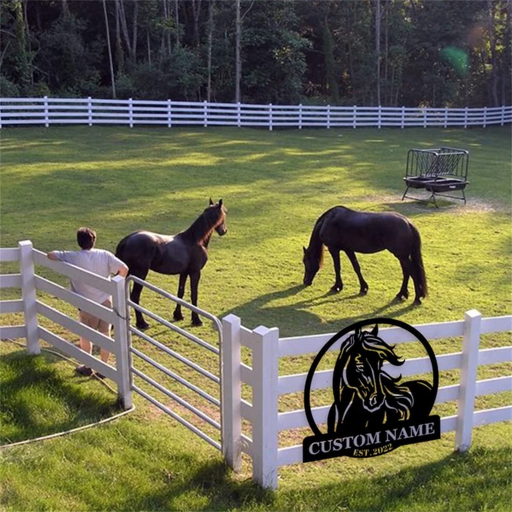 Cavallo Metallo Wall Art, Horse Farm Segni Metallo Esterno, Personalizzato Cavallo Indirizzo Segno