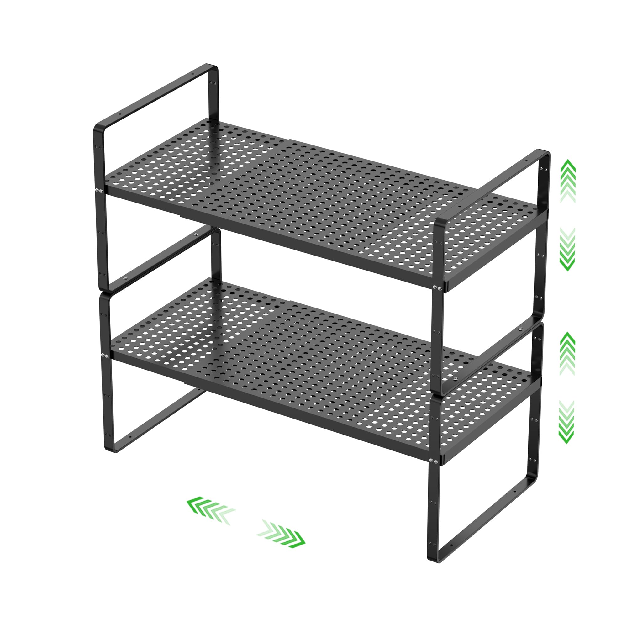 Photo 1 of SOFRON Expandable Storage Shelf, Stackable Organizer Rack, Black Large 2 PK