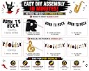 Festiko Born To Rock Party Decorations Banner - Musical Instruments Music Note Garland For 1950's Rock And Roll Themed 50S Vintage Party Decoration Supplies, Multicolor gallery image
