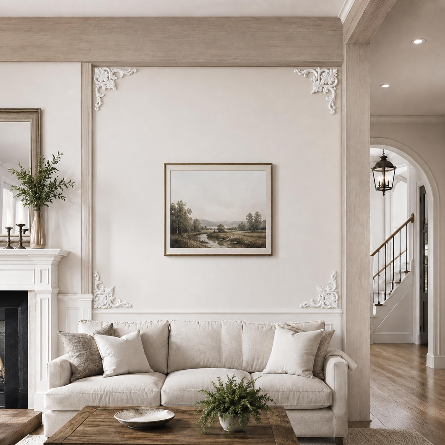 4 PCS Angolari Decorativi per Pareti E Soffitti in PU Modanature Angolari 3D con Decorazioni Floreali Profili Decorativi Verniciabili per Cornici E Angoli Elegante Finitura
