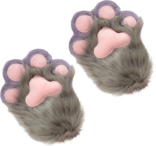 Faux Fur Plush Cat Claw Gloves Animal Bear Claws Mittens Winter Warm Halloween F