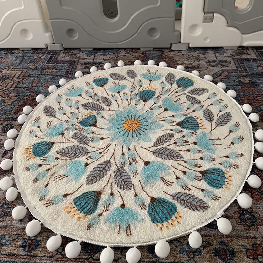 Tapis de sol rond pour bord de lit et chambre cocooning au diamètre 180cm