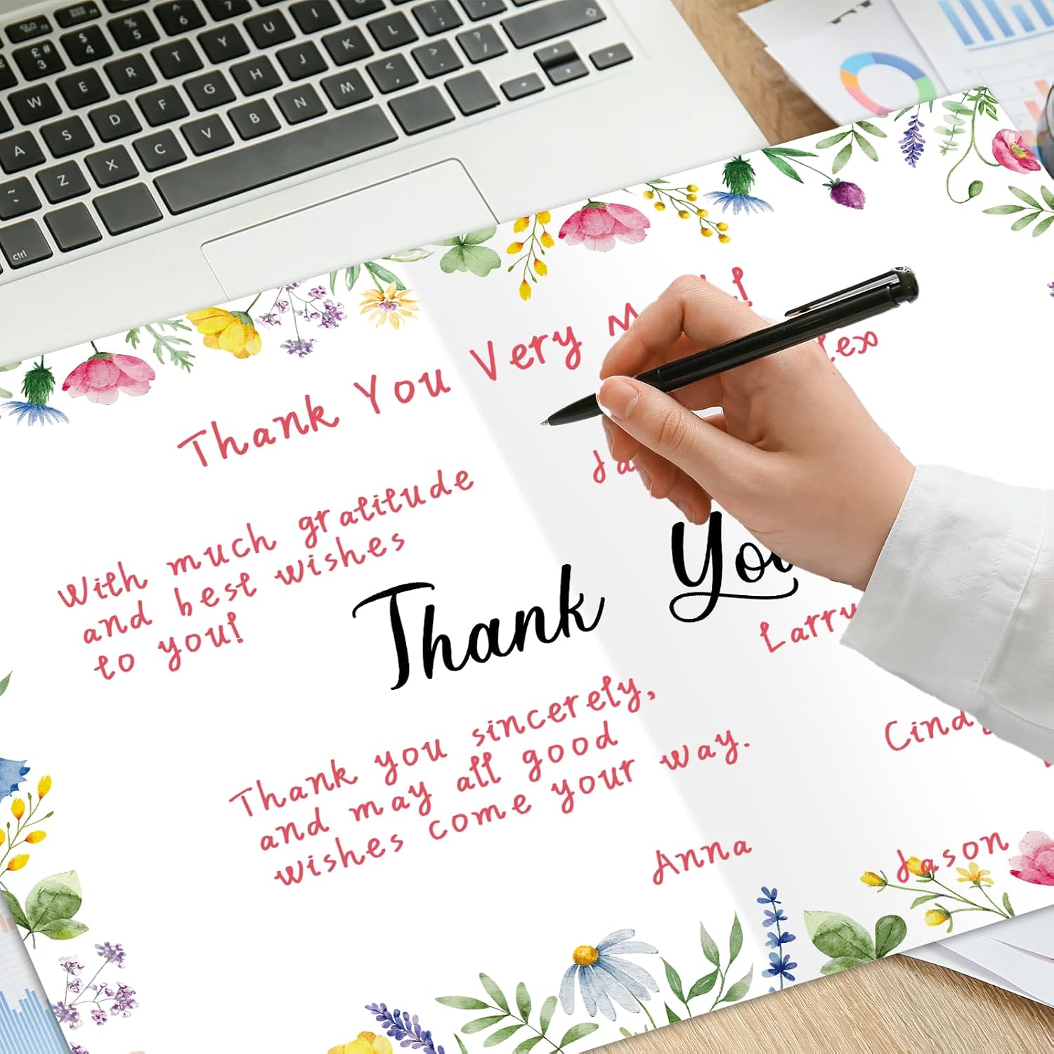 Jumbo Thank You Greeting Card with Envelope Giant Watercolor Wildflowers Appreciation Cards Floral Big Gratitude Card Gift for Baby Shower Wedding Bridal Shower Large 14 x 22 inch