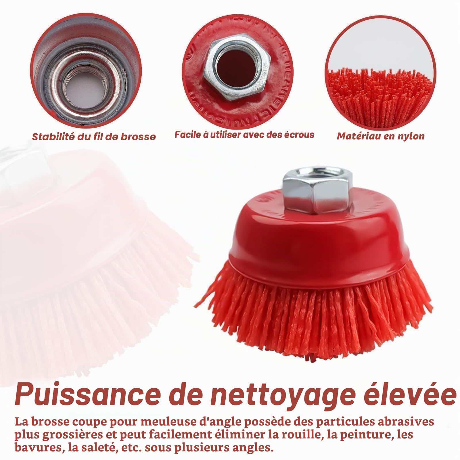 2 Pièce Brosser Nylon Meuleuse – Brosser Nylon Perceuse M14 Ø100mm – Brosse Metallique pour Perceuse pour Ébavurage, Décapage & Dépôt de Rouille