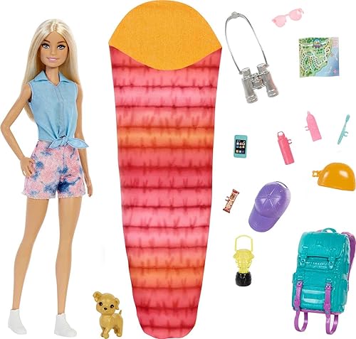 Muñeca Barbie y accesorios se necesitan dos muñecas de campamento Malibu con cachorro de mascota y más de 10 accesorios