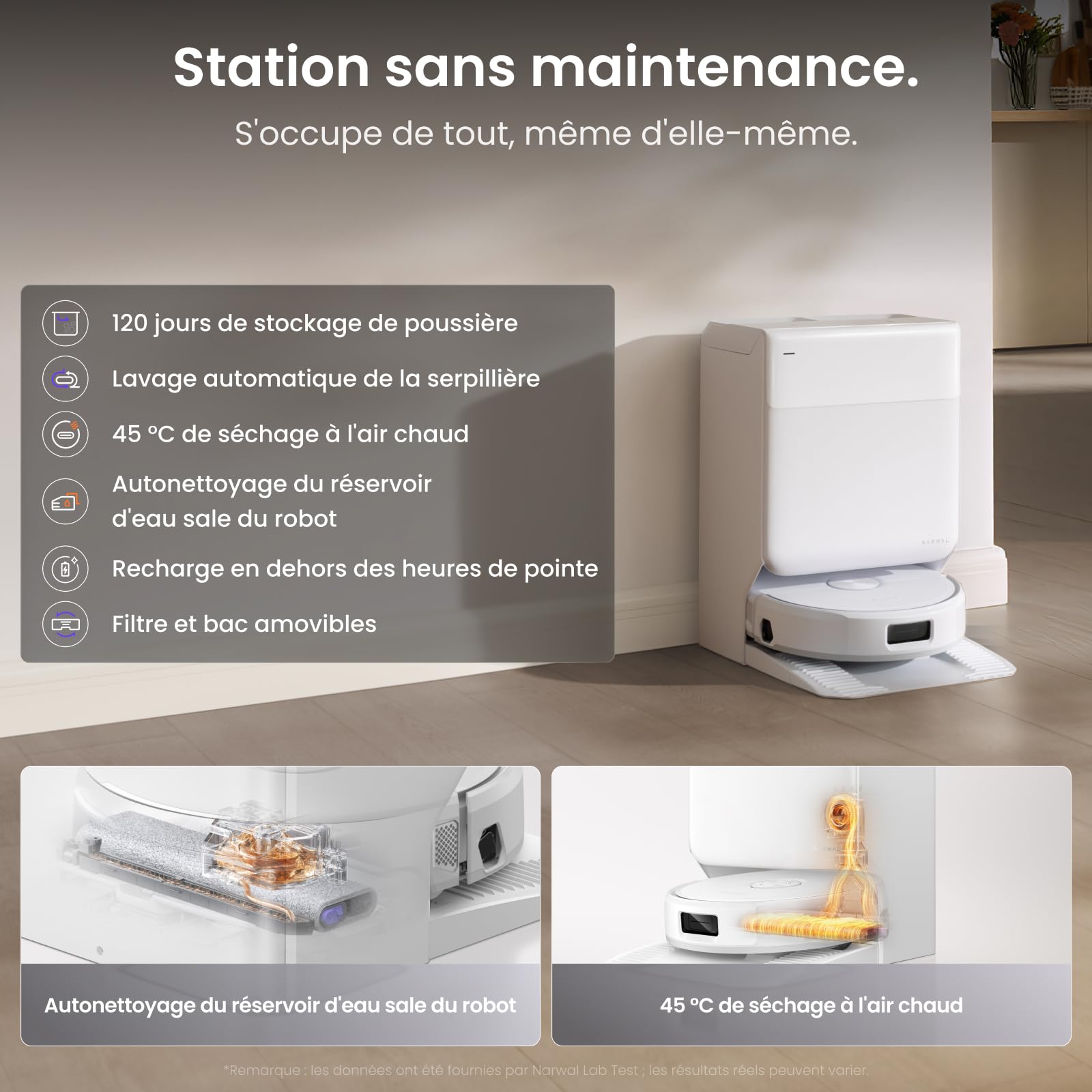 NARWAL Freo 20 Edge Robot Aspirateur, FlowWash Serpillère de Type Chenille