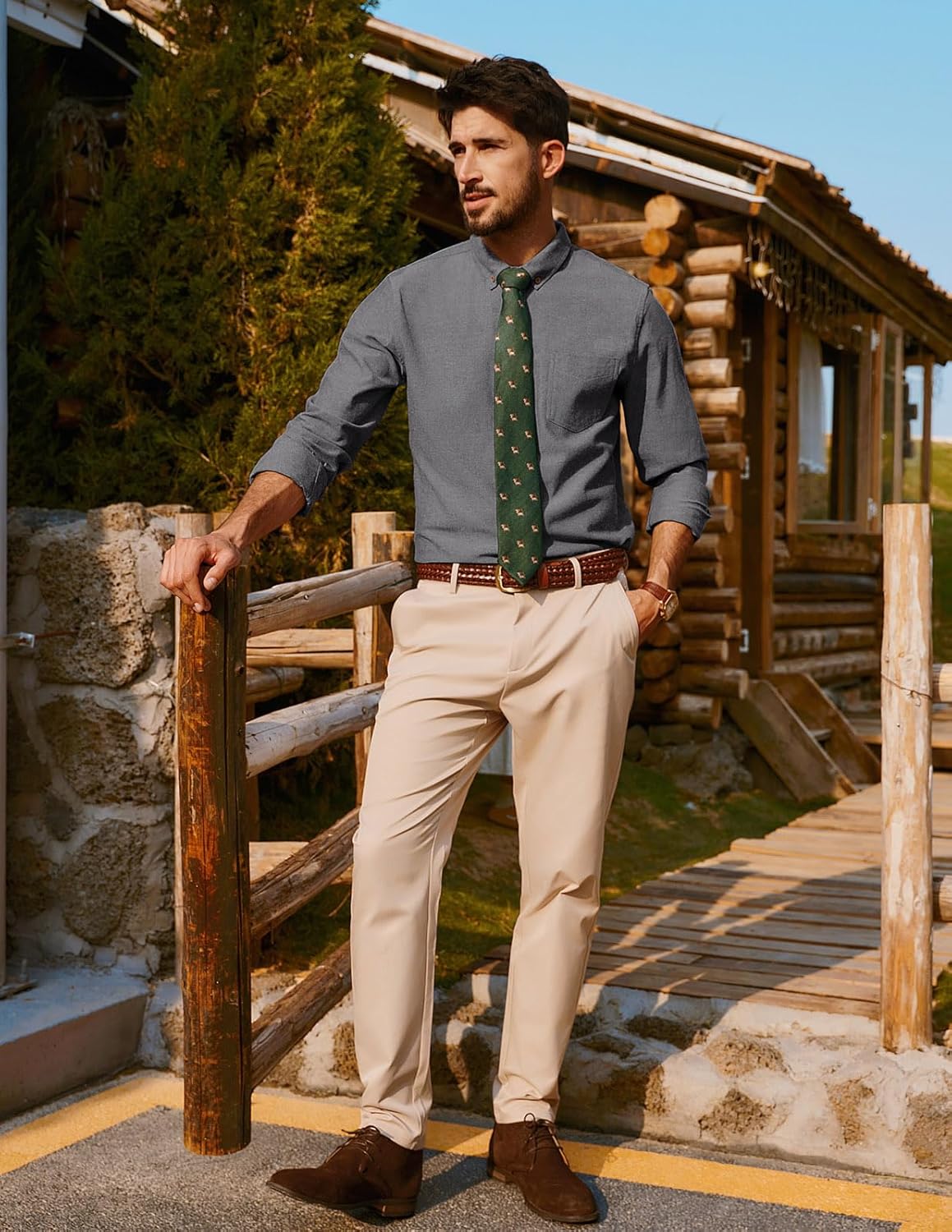 PJ PAUL JONES Mens Classic Fit Linen-Cotton Shirt Button Down Long Sleeve Casual Business Shirts - Image 4