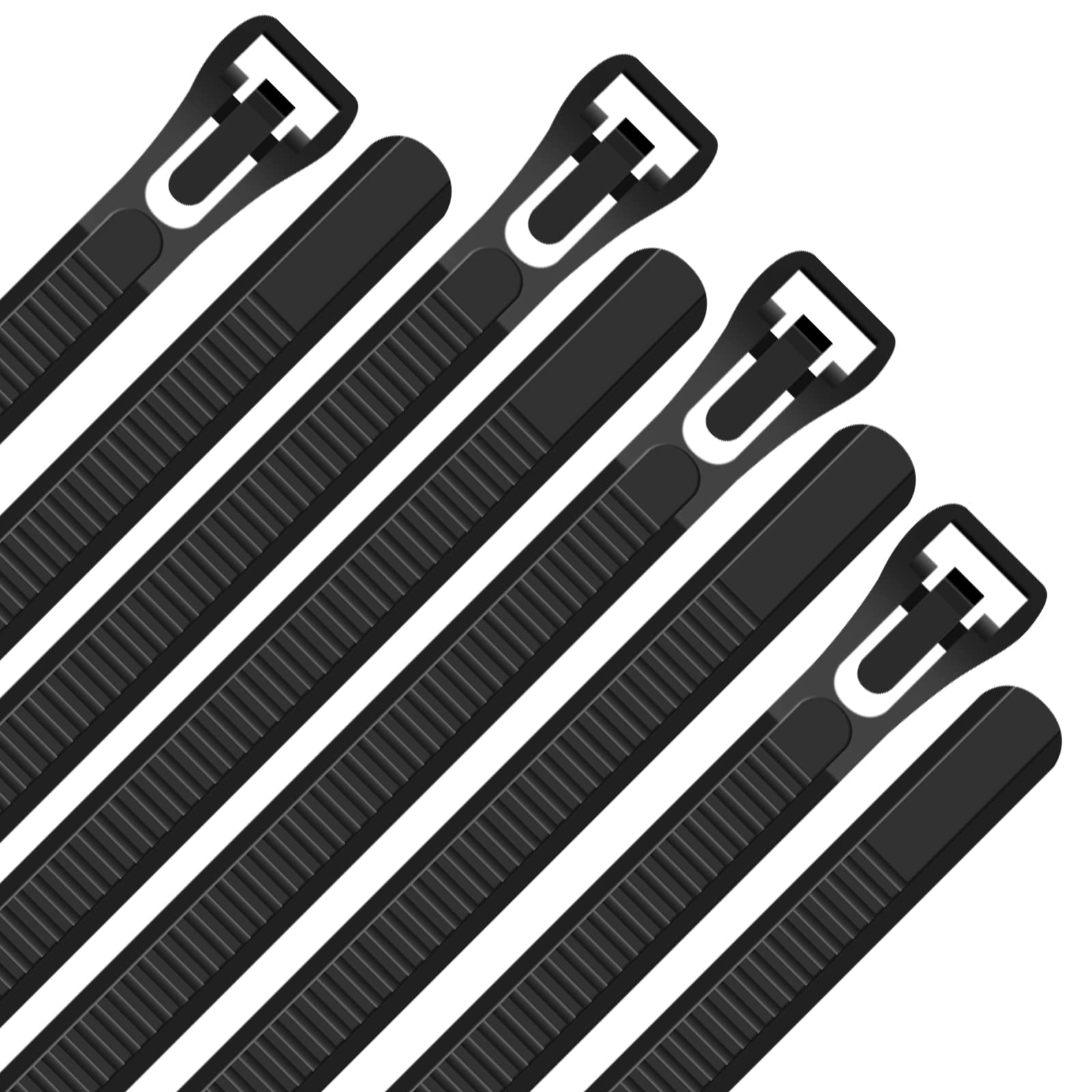 100 Wiederverwendbare Kabelbinder, 30,5 Cm, 22,7 Kg Zugfestigkeit - Nylon, Schwarz
