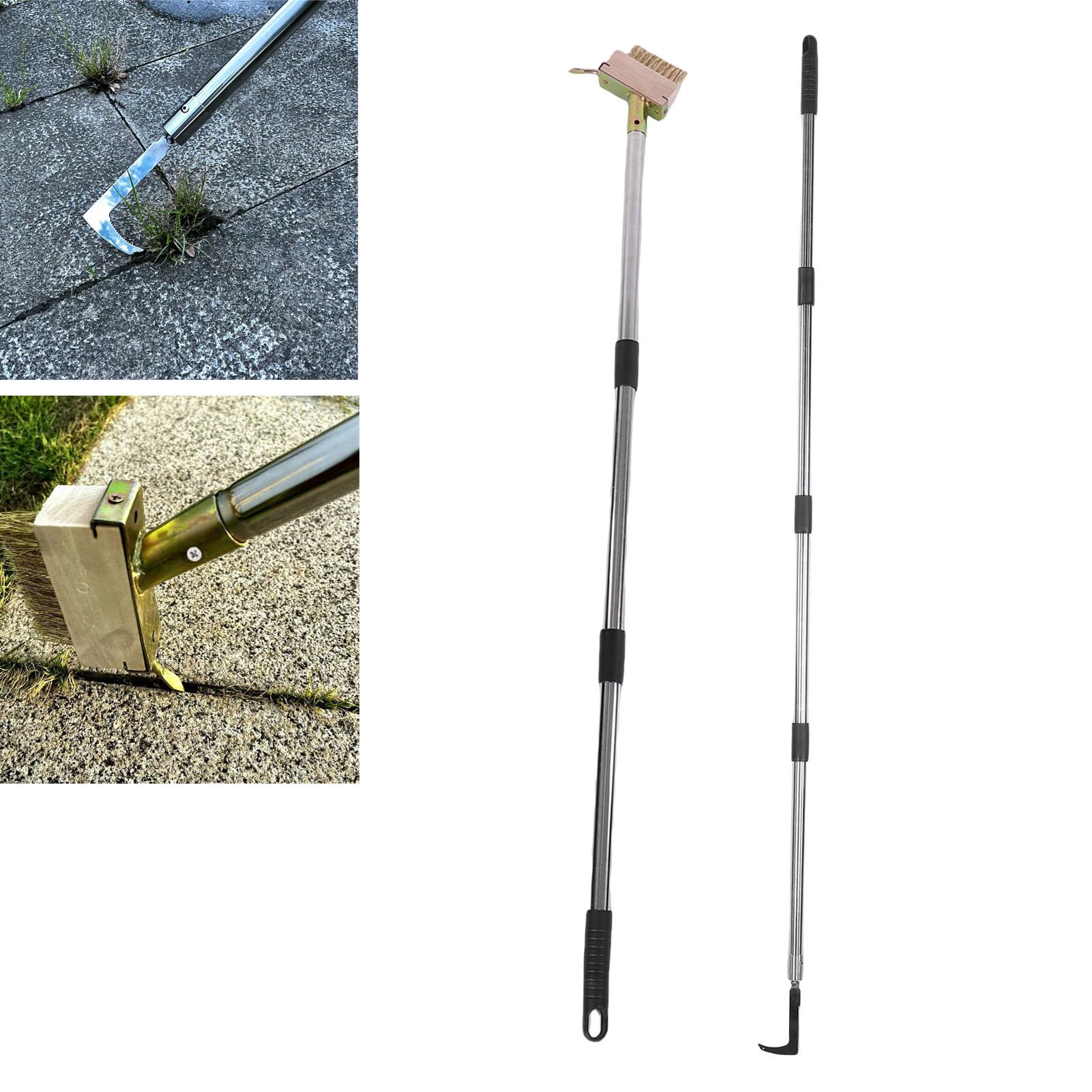 Set di Attrezzi per Sarchiatore con Impugnatura Regolabile, Doppi Strumenti in Acciaio Inossidabile per la Rimozione del Muschio su Terrazze e Vialetti del Giardino