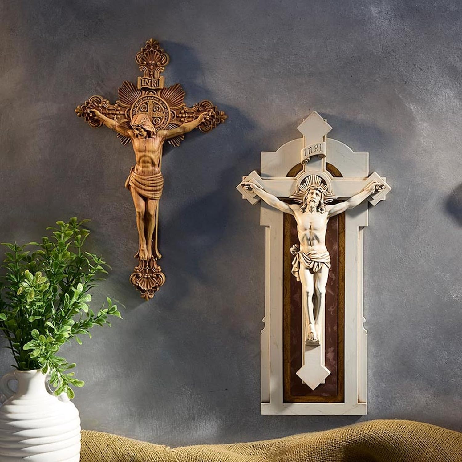 Christian Brands Crucifix – Saint Benedict, Resin, 14.25" H