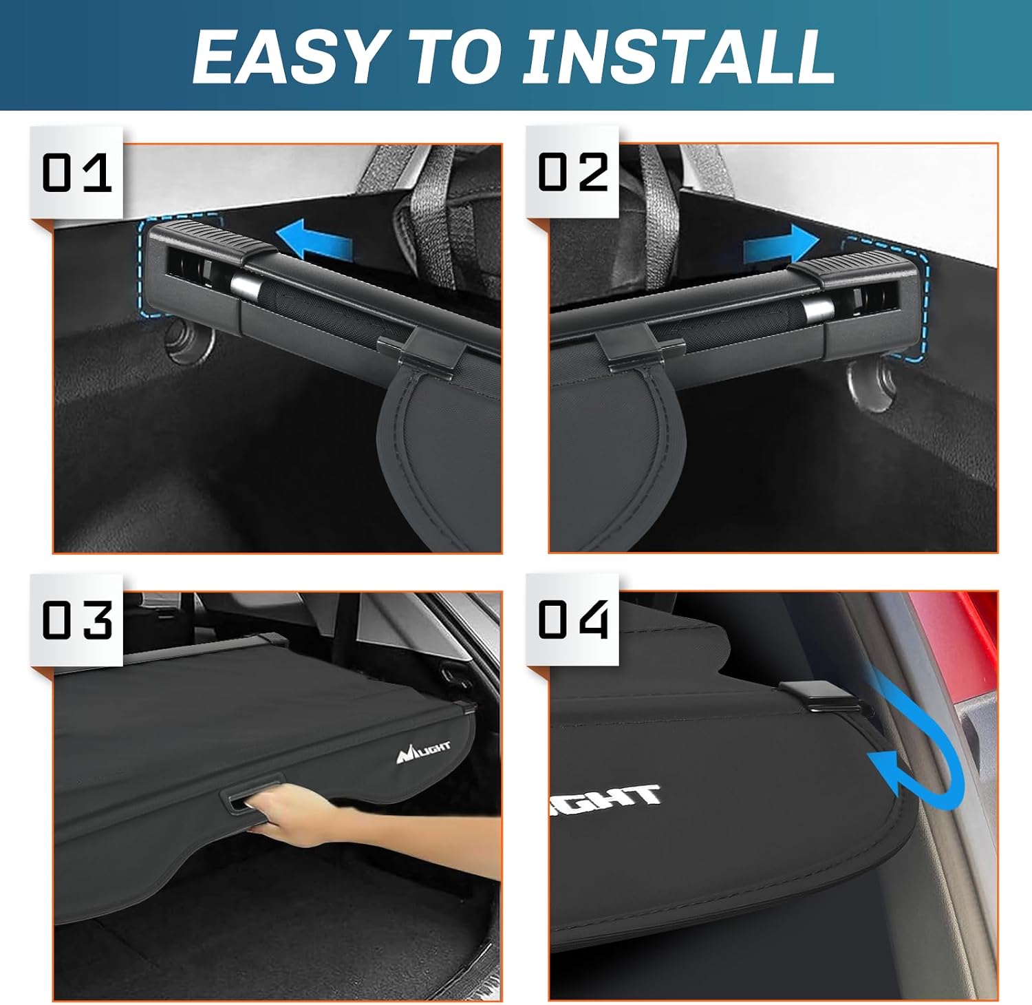 Nilight Trunk Cargo Cover for Ford Escape 2013 2014 2015 2016 2017 2018 2019, Retractable Security Shade Rear Cargo Cover, with Trunk Storage Net