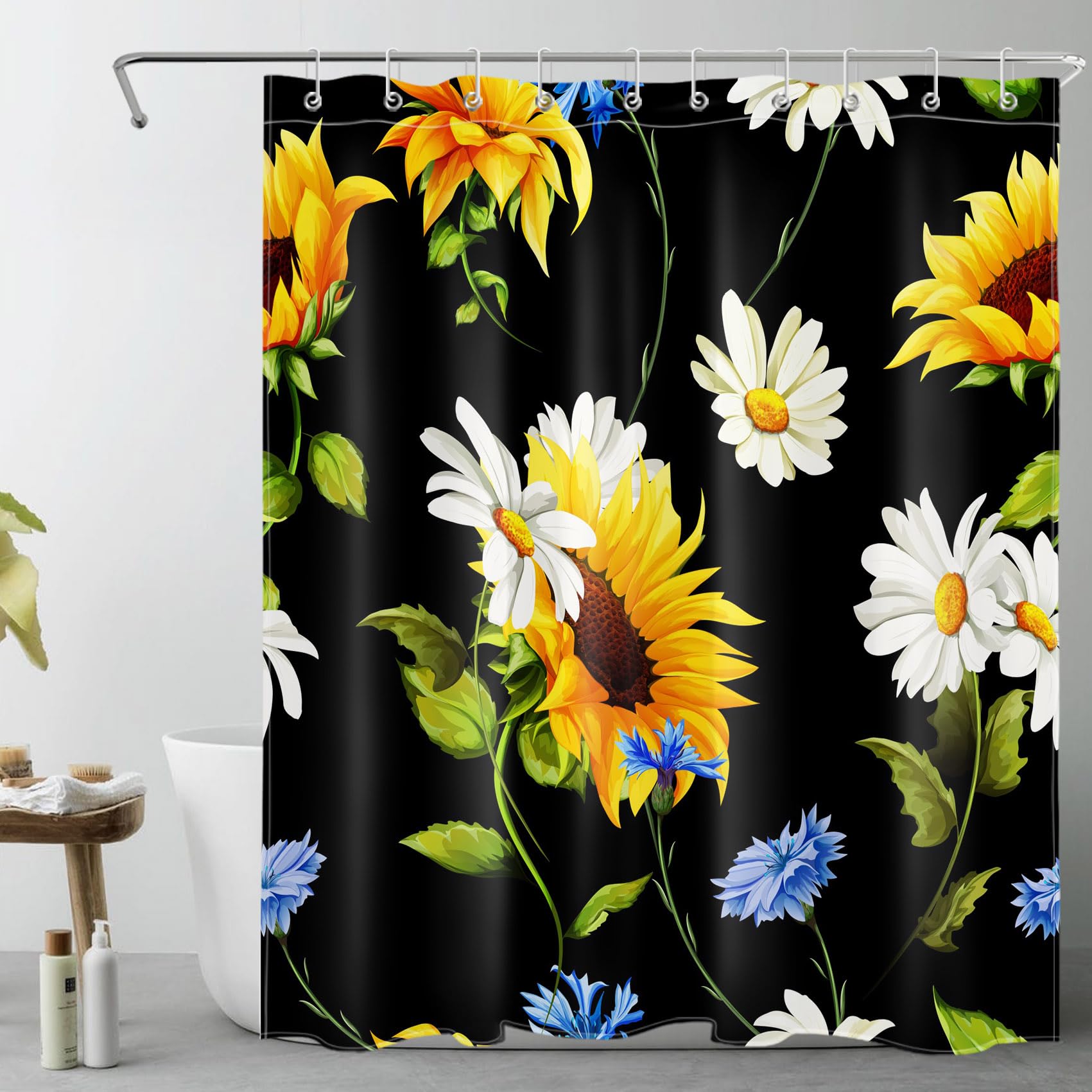 LB Salvia Foglia Verde Tenda Doccia 240x175cm Farfalla nella pianta Tende da Bagno con Ganci, Rosa Floreale Estetico Extra Largo Impermeabile Antimuffa Poliestere Casa Decorazione