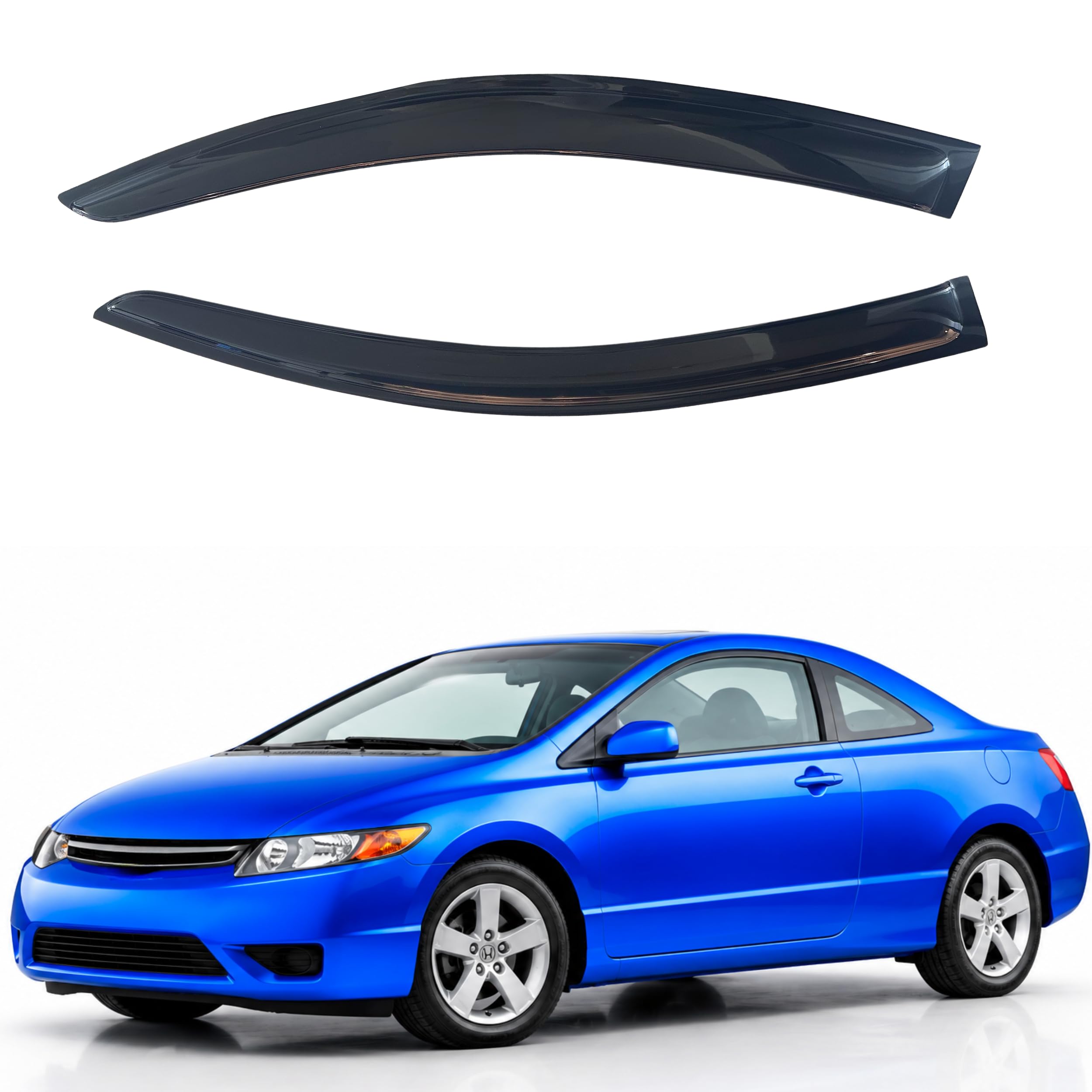 IG Window Visors Fit for 2006-2011 Honda Civic Coupe, Out-Channel Rain Guards Vent Wind Deflectors 2PC, Car Accessories for 06-11 Civic Coupe (Coupe Only)