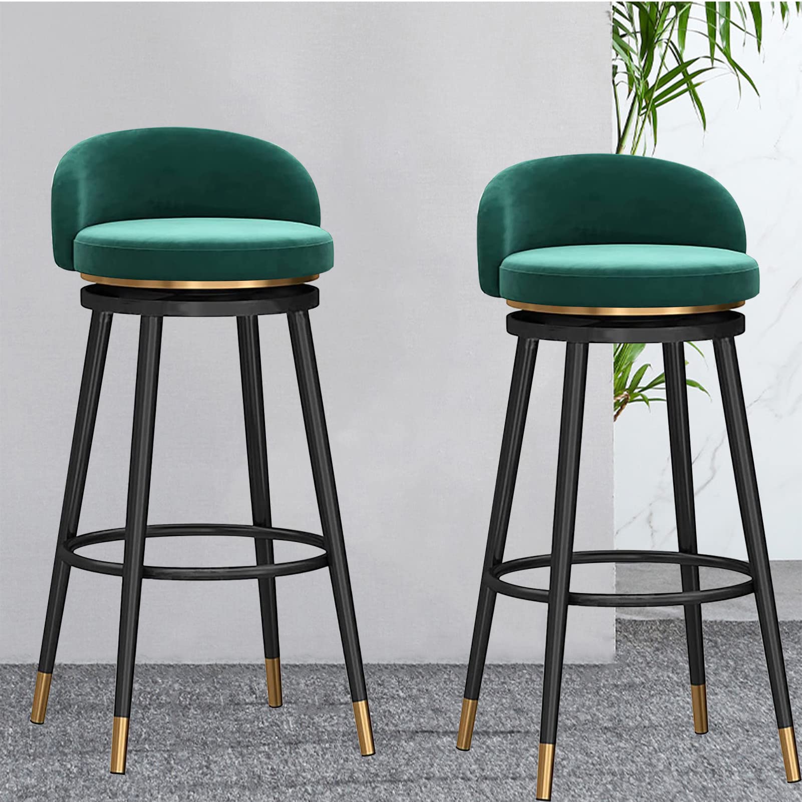 Chaise de comptoir en velours rembourré de haute qualité avec assise ronde pivotante
