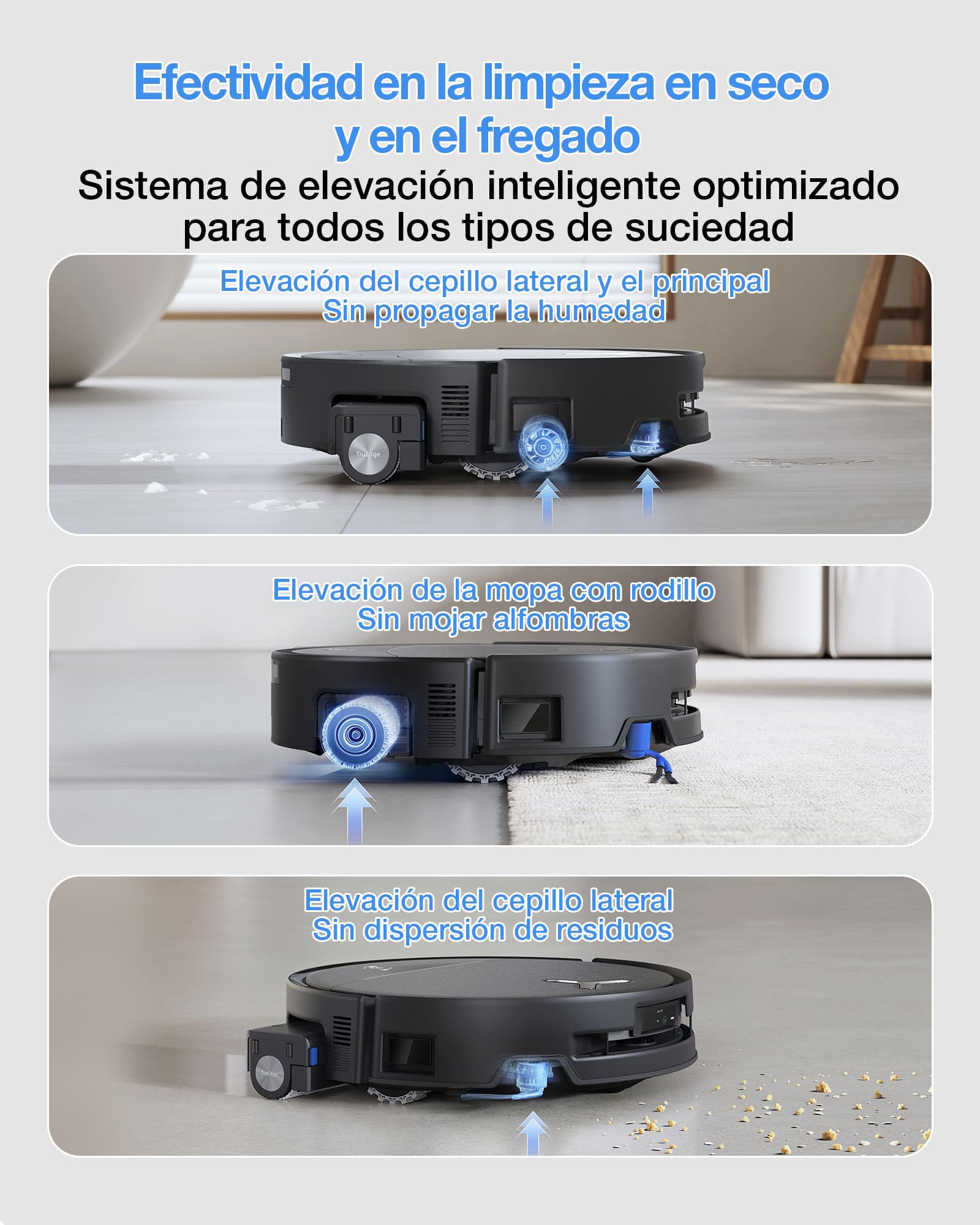 ECOVACS DEEBOT T80S Omni Robot Aspirador y Mopa, 24 800 Pa, OZMO Roller 2.0, Tecnología ZeroTangle 3.0, Mecanismo Triple Lift, Lav Mopa con Agua Cal a 40-75 °C, Secado Aire Cal, Negro