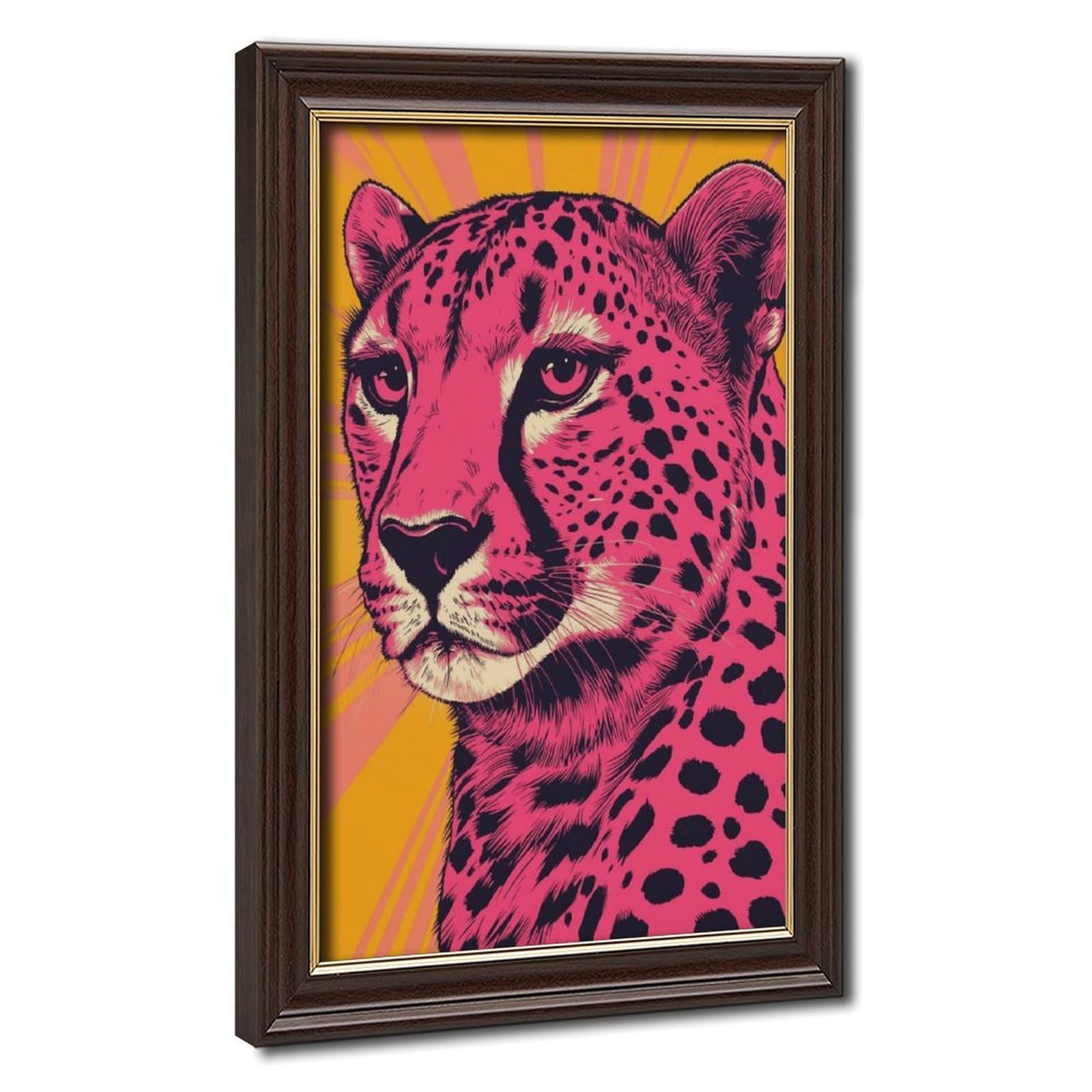 Bareronor Mokume Gane Frame-Style Pink Cheetah Poster Canvas Poster For Home Decor Gift