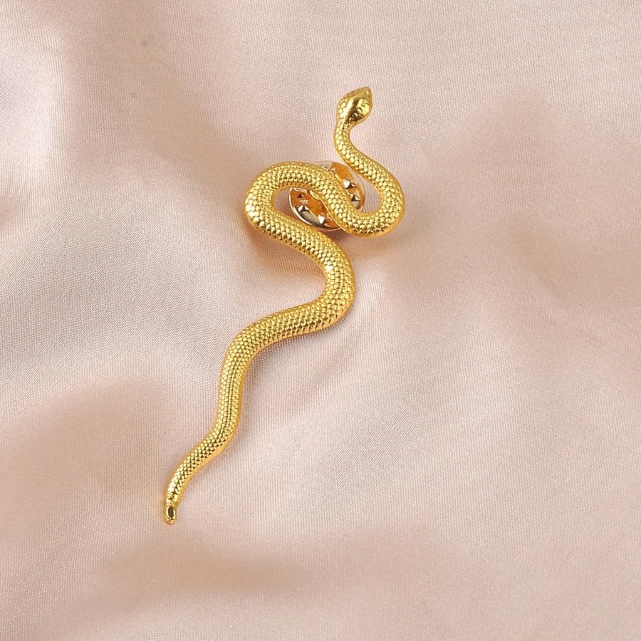 Image of Dainty Long Snake Brooch Pin Gothic Simple Sanke Pin Stainless Steel Smooth Snake Collar Pin Coat Suit Accessory Metal Animal Lapel Pin Banquet Badge Pins Backpack Bag Brooches Pin for Women Men