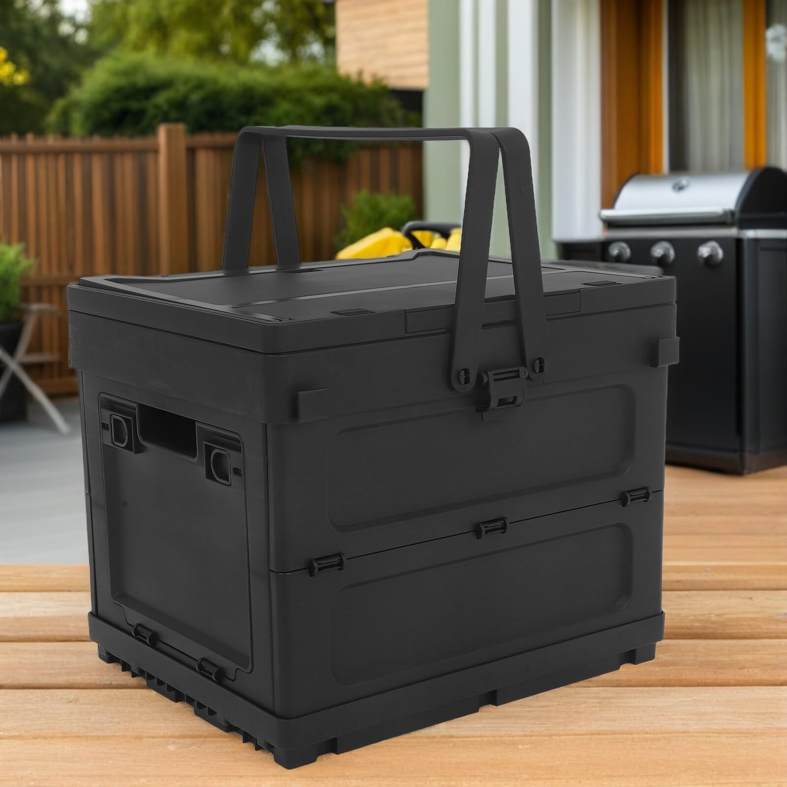 INOOMP Organizador Apilable para Maletero Asa y Mesa Pequeña, Caja Plegable Resistente al Agua para Picnic y Viajes de Camping