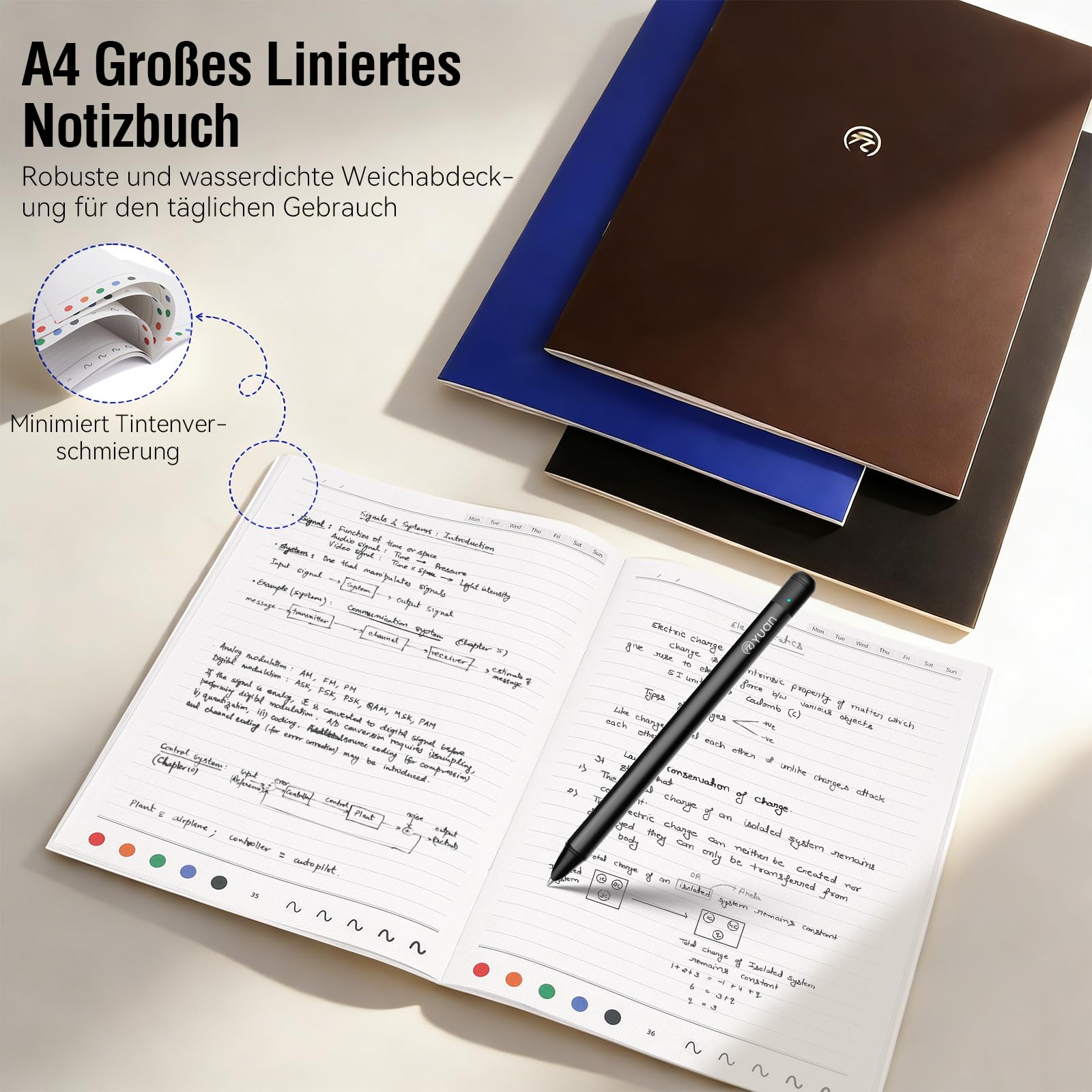 Yuan Digitales Notizbuch mit Pen, Smart Writing Set Bluetooth-Notizbuch | Echtzeit-Sync Digitalisierung auf phone/Tablet, Notizblock Intelligentes Schreiben für Schüler, Skizzieren, Notizen machen