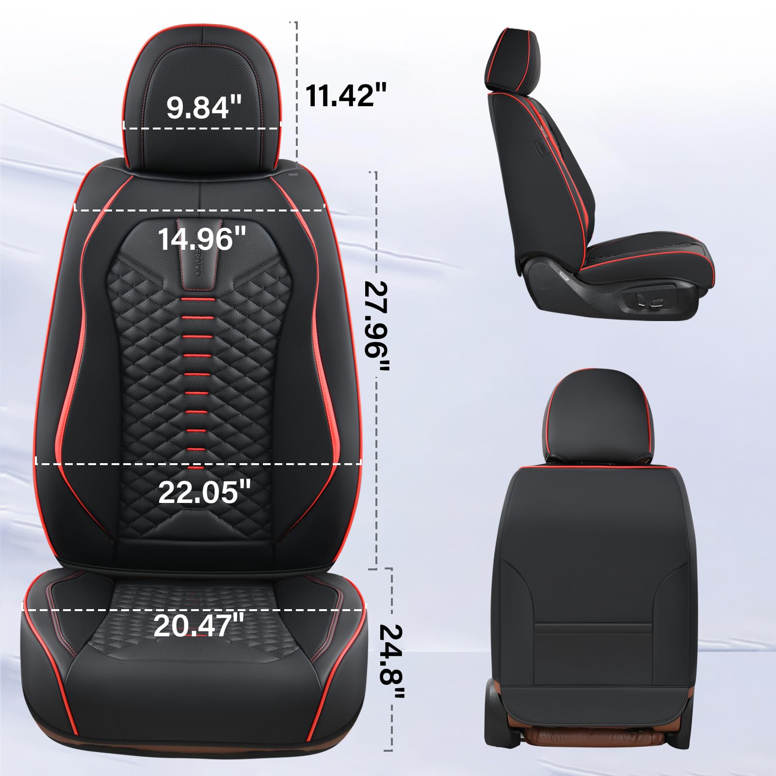 Coverado Seat Covers Full Set Waterproof Nappa Leather Seat Covers for Cars 5 Seats Universal Car Seat Protectors — view 5