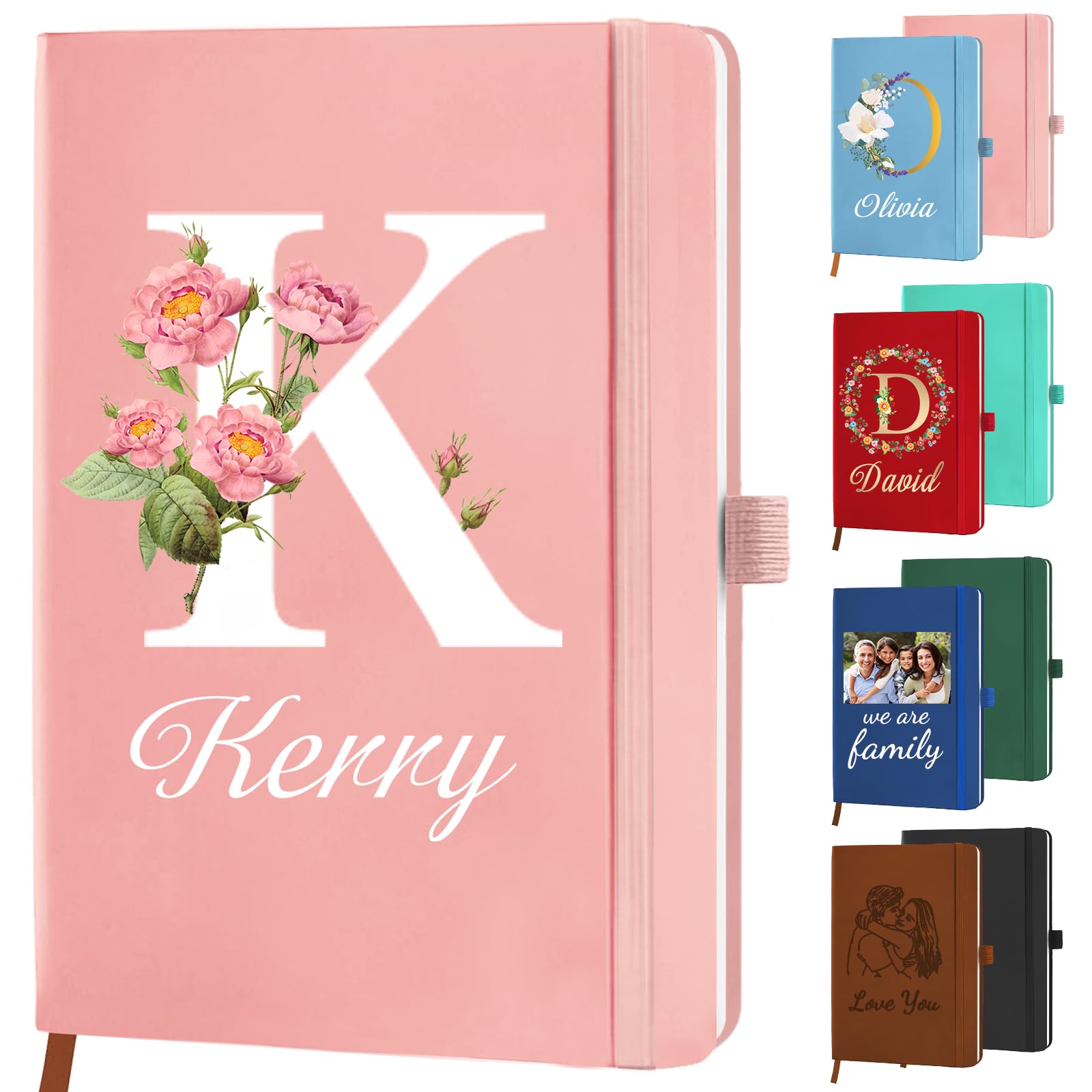 Personalized Journal Notebook with Initials Name Custom Journaling Notebook for Women Daughter Customized College Ruled Notebooks Lined Journals Gift