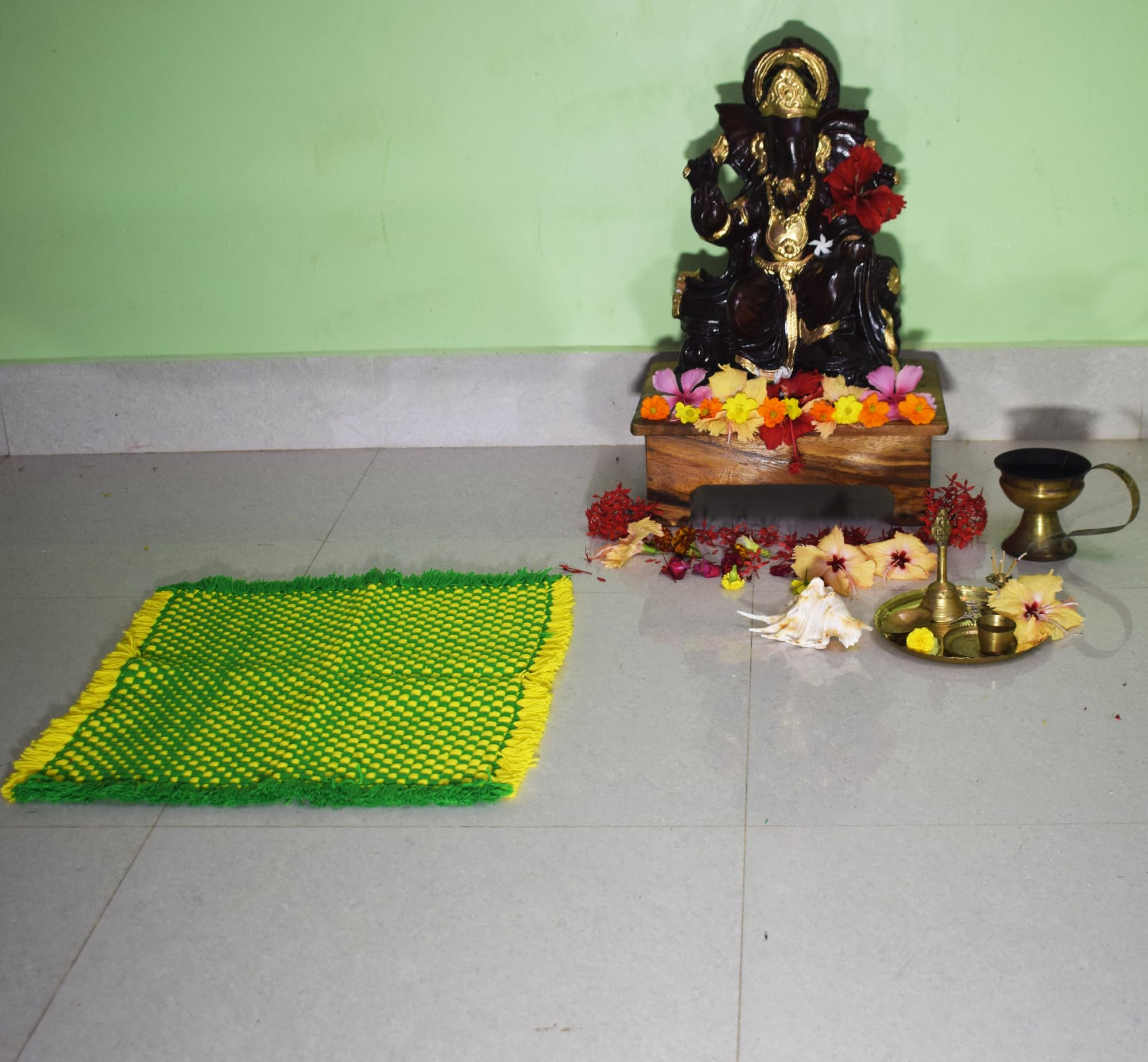 Woolen Puja Mat - Handmade Prayer Mat -2