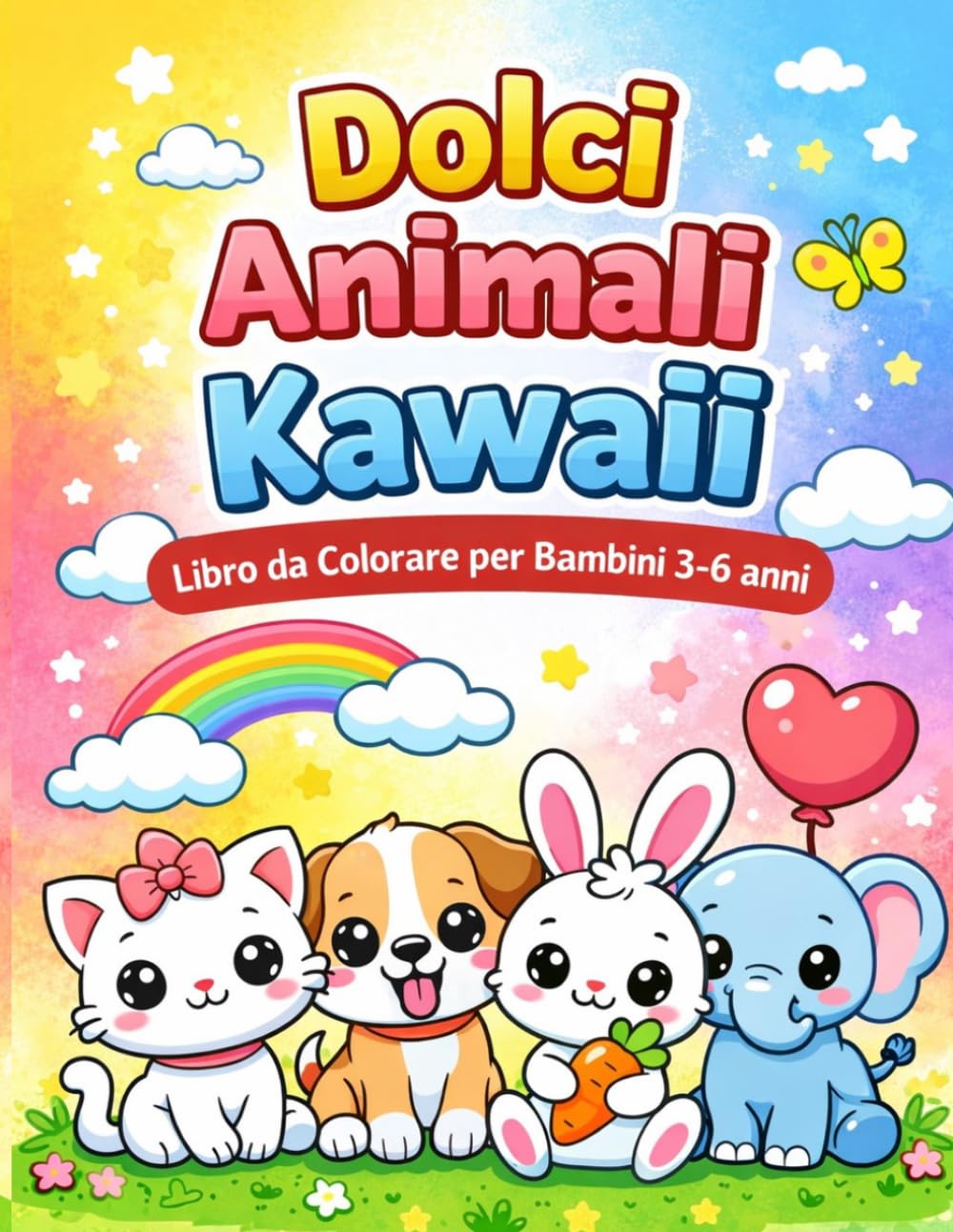 Dolci Animali Kawaii: Libro da Colorare per Bambini 3-6 anni