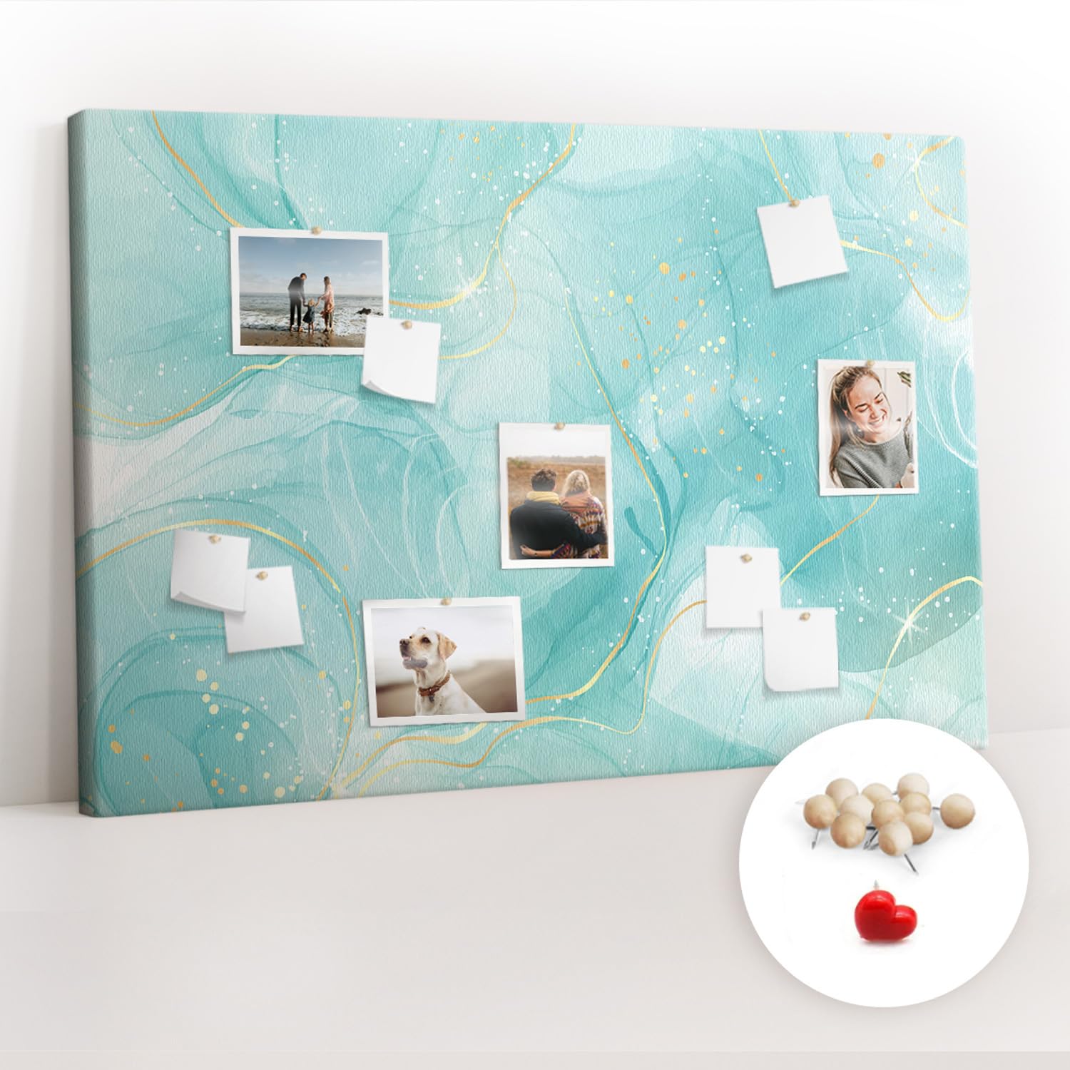 Pannello in sughero orizzontale grande | lavagna murale per ufficio casa scuola | organizzazione quotidiana di appunti foto idee progetti e promemoria - 120x80 - di legno - Marmo astratto