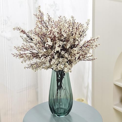 Miniatura 3 de 15 piezas de flores artificiales de seda artificial de tacto real, ramos florales de bricolaje, decoración de bodas, fiestas, arreglos de blanco