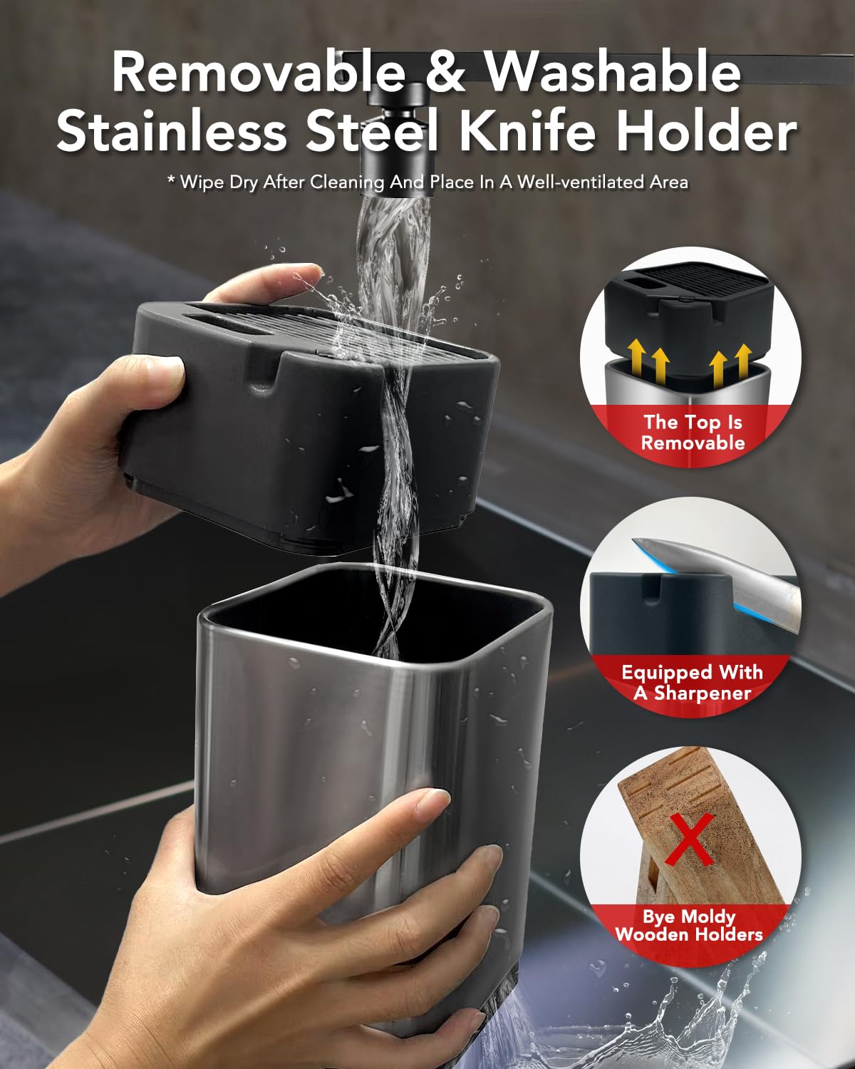 Stainless Knife Set, Kitchen Chef Knife Sets with Block — Amazon image 6