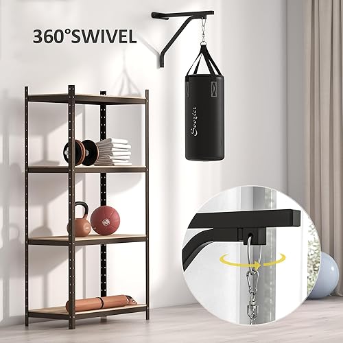 Miniatura 6 de Soozier Saco de boxeo sin relleno para adultos, juego de montaje en pared de bolsa pesada con soporte, guantes de boxeo, envolturas de mano y gancho