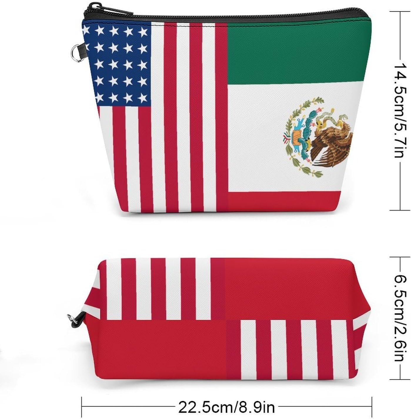 U.S. & Mexican Flag Women's Makeup Bag for Purse image 2
