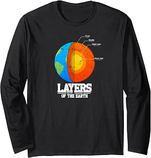 Layers of the Earth Crust Mantle Outer Core Inner Core - Long Sleeve T-Shirt