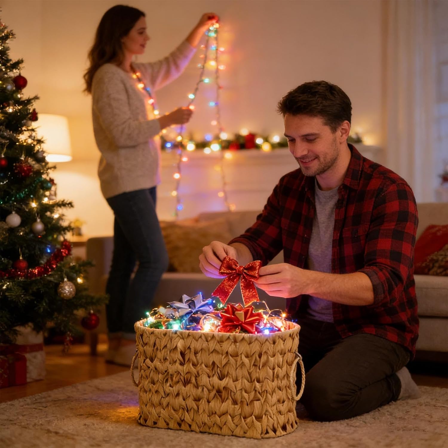 Genérico Toilet Paper Basket, Portable Imitation Rattan Container with Handle – Bathroom Organizer for Rolls of Paper, Towels, Toys, Sunglasses, Brushes