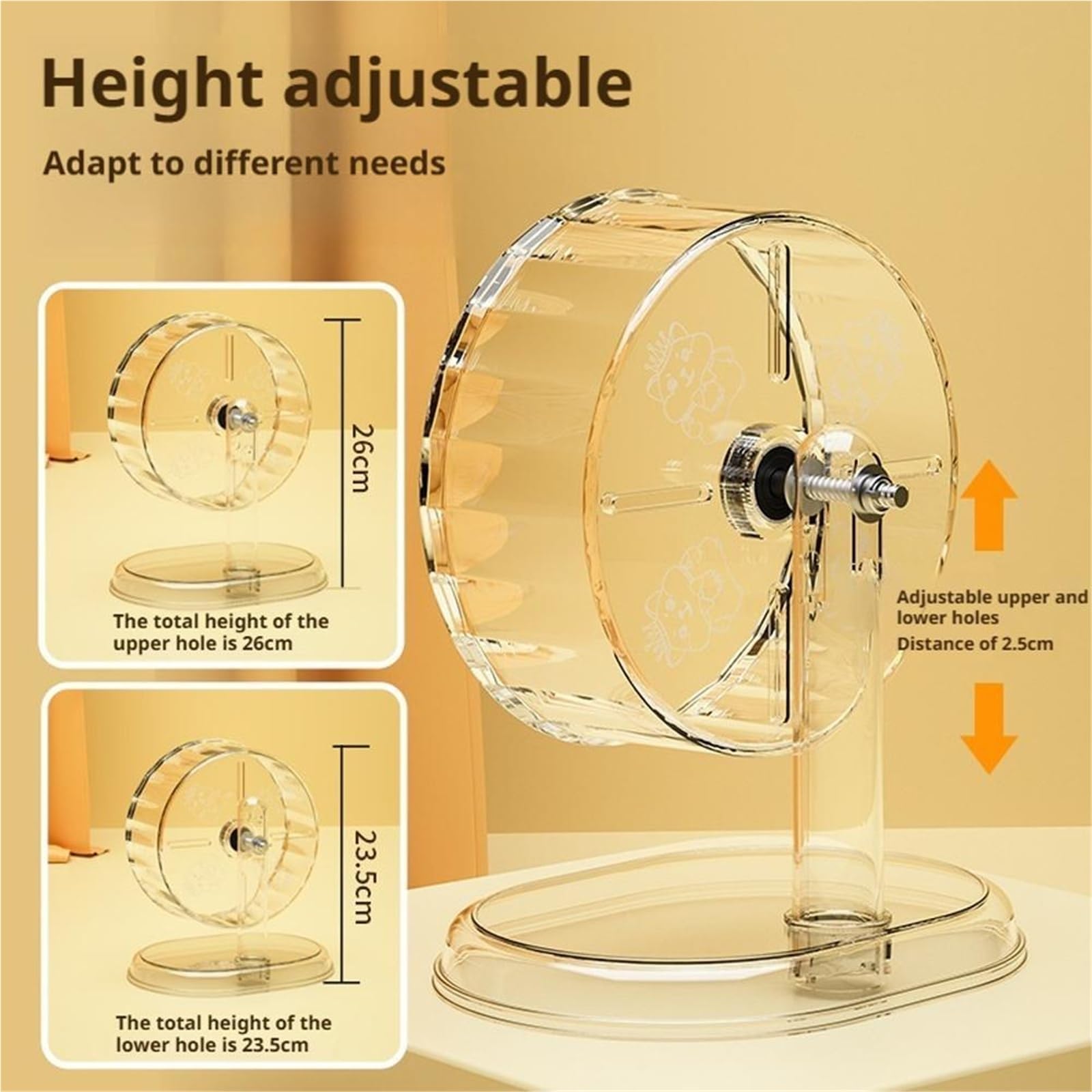 Hamster Running Sport Trasparente Running Wheel Support Toy Piccolo Pet Cuscinetto a rulli Silenzioso Ruota da corsa Accessori per animali domestici