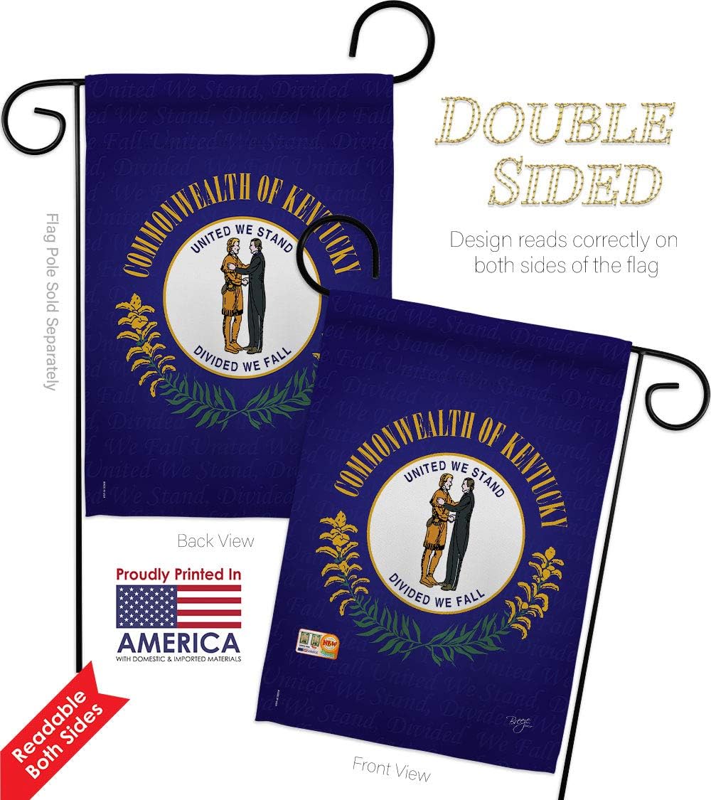 Kentucky Garden Flag Set Wall Holder Americana States USA American Territories Republic Country Particular Area Small Decorative Gift Yard House Banner Double-Sided Made In 13 X 18.5