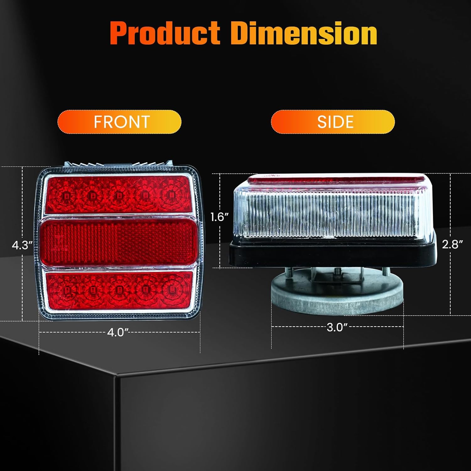 dreamdragon Magnetic Trailer Towing Light Kit, 12V LED Universal Turn Signal Running Brake Light with 24ft Cable 7-pin Plug, IP68 Waterproof