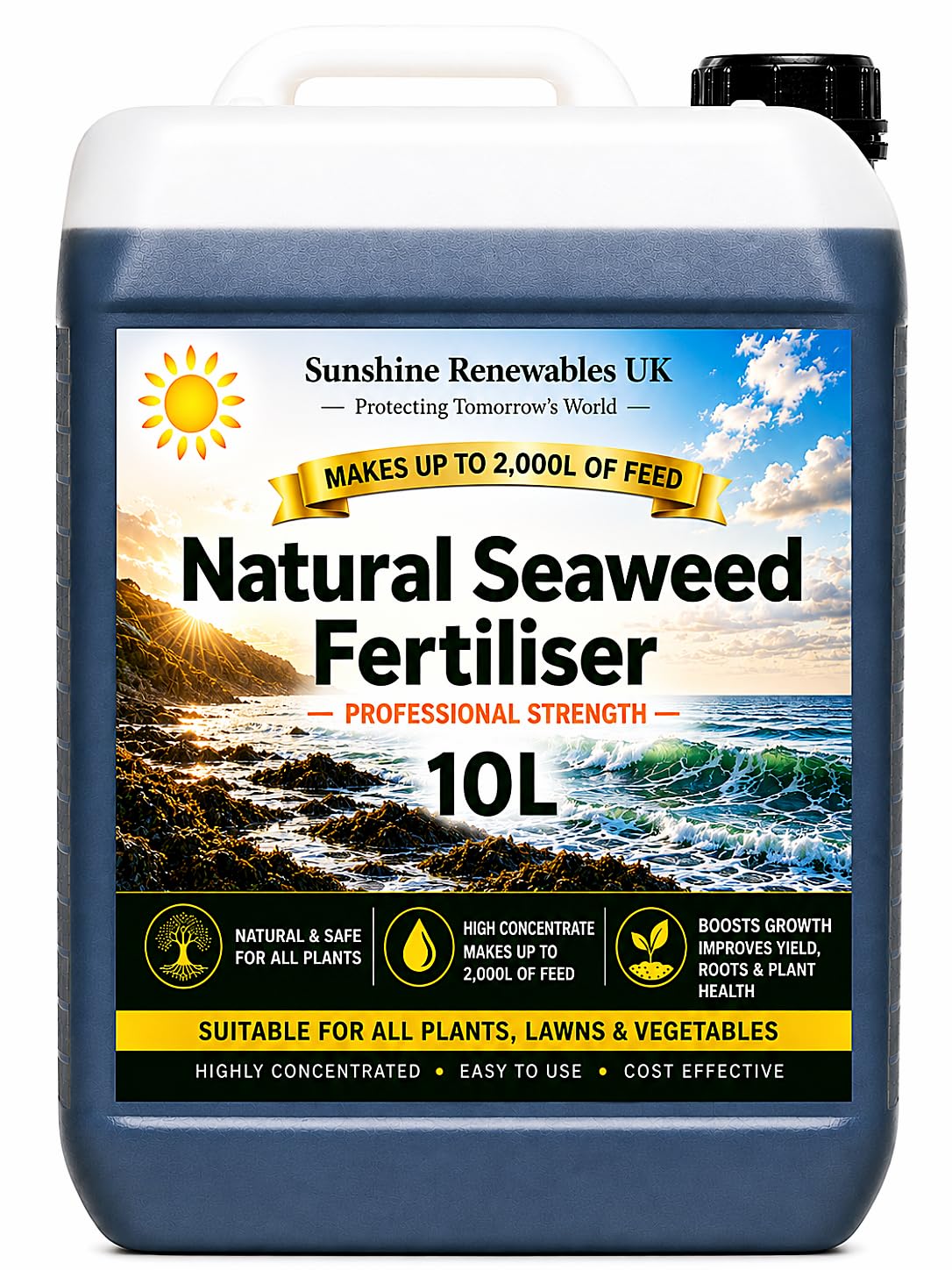 Liquid Seaweed Fertiliser – Professional Strength Concentrated Plant Feed (1:200) – Organic Feed for Gardens (10L)