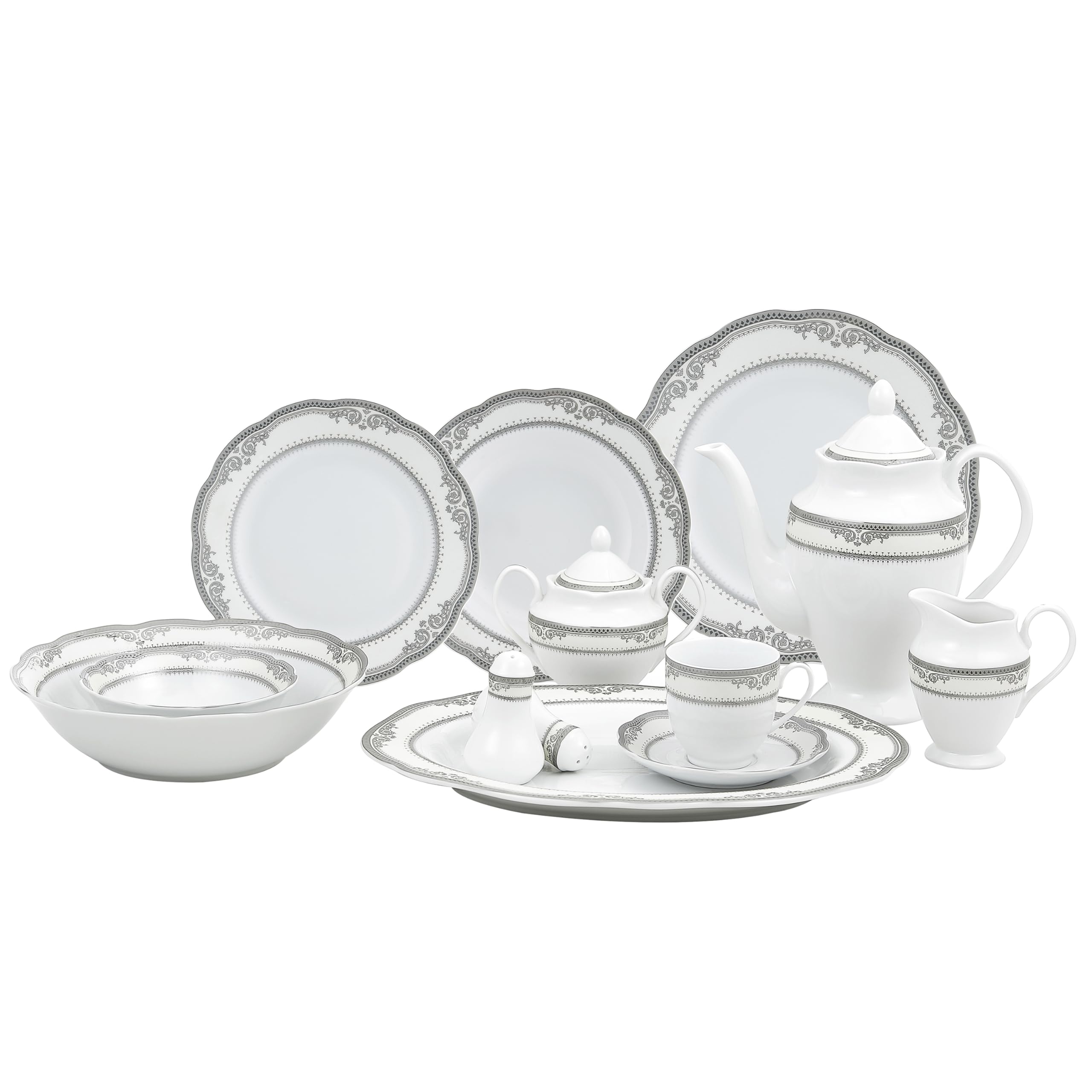 Amazon.com: Lorenzo Import Victoria 57-Piece Wavy Porcelain