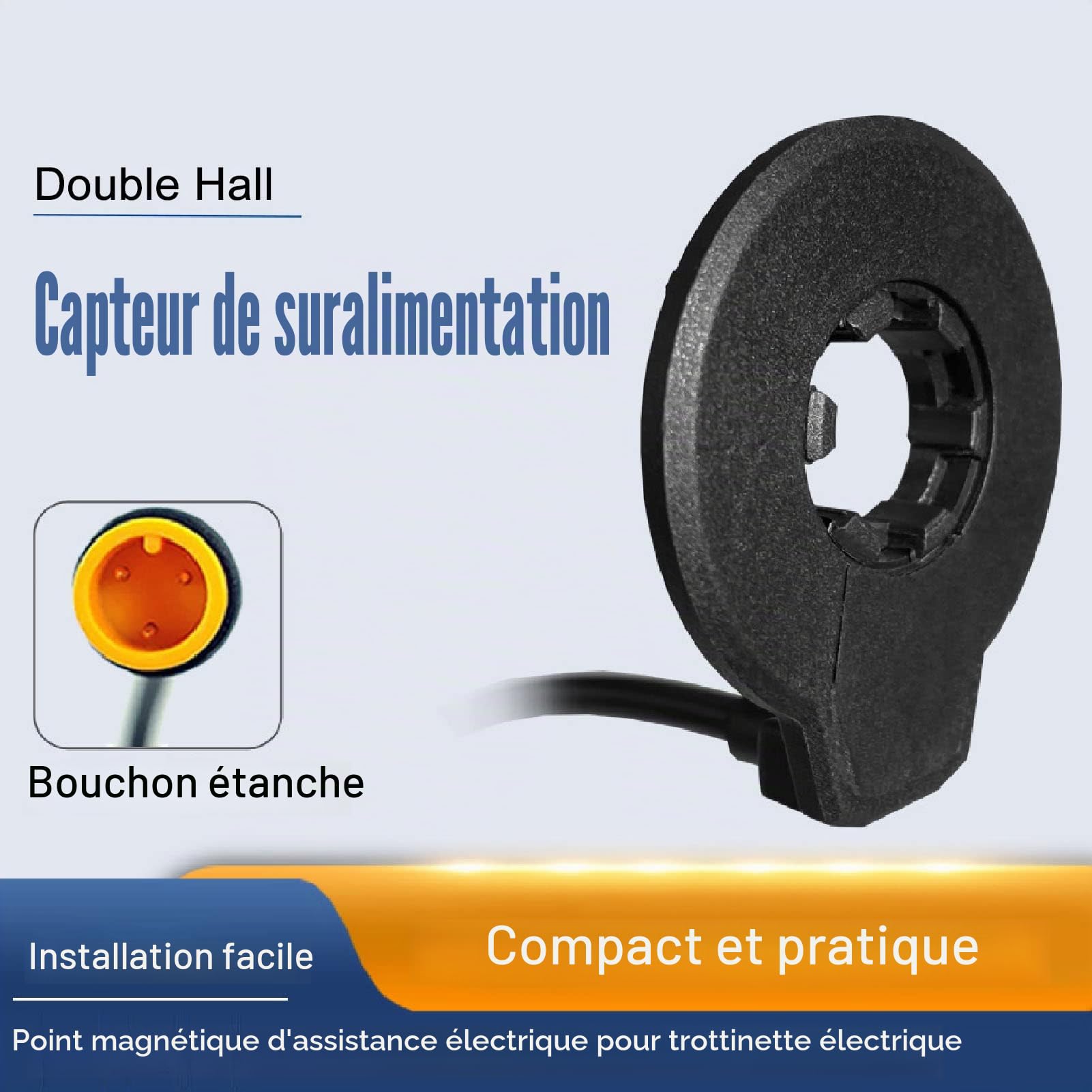 RiToEasysports Pédale de Vélo électrique, Capteur D'assistance Anti-dérapant pour Vélo électrique Double Capteur Hall avec Interface étanche 36V 48V