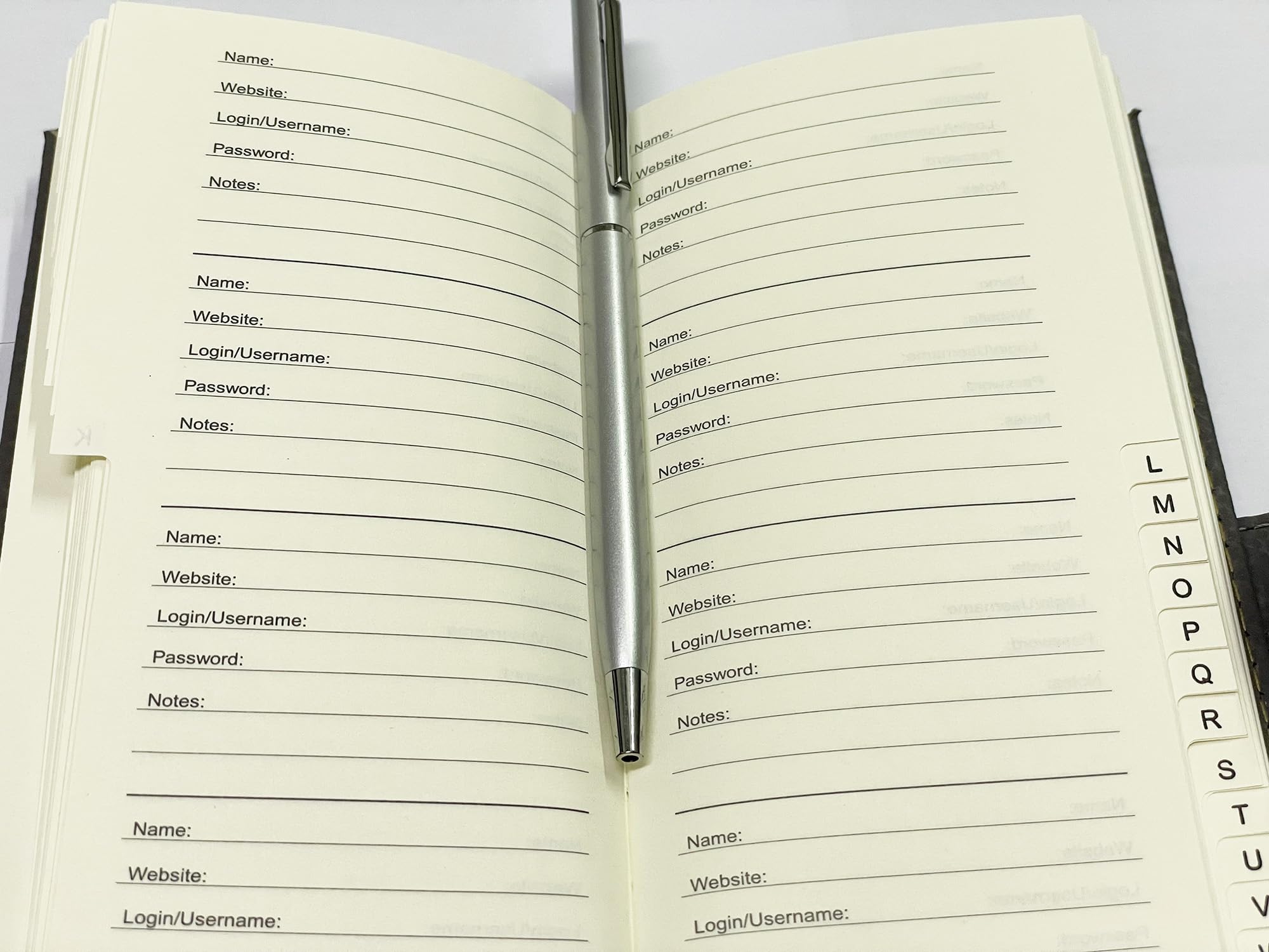 Cuaderno con pestañas Password Book A-Z para información de inicio de sesión en Internet. Cuaderno de contraseñas, Cuaderno de inicio de sesión, Guardián de contraseñas compacto,