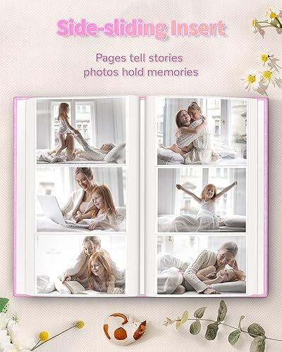 Miniatura 5 de Artfeel Álbum de fotos de 4 x 6 pulgadas con 300 bolsillos, álbumes de fotos deslizables, cubierta de lino, libro de recuerdos con ventana frontal,