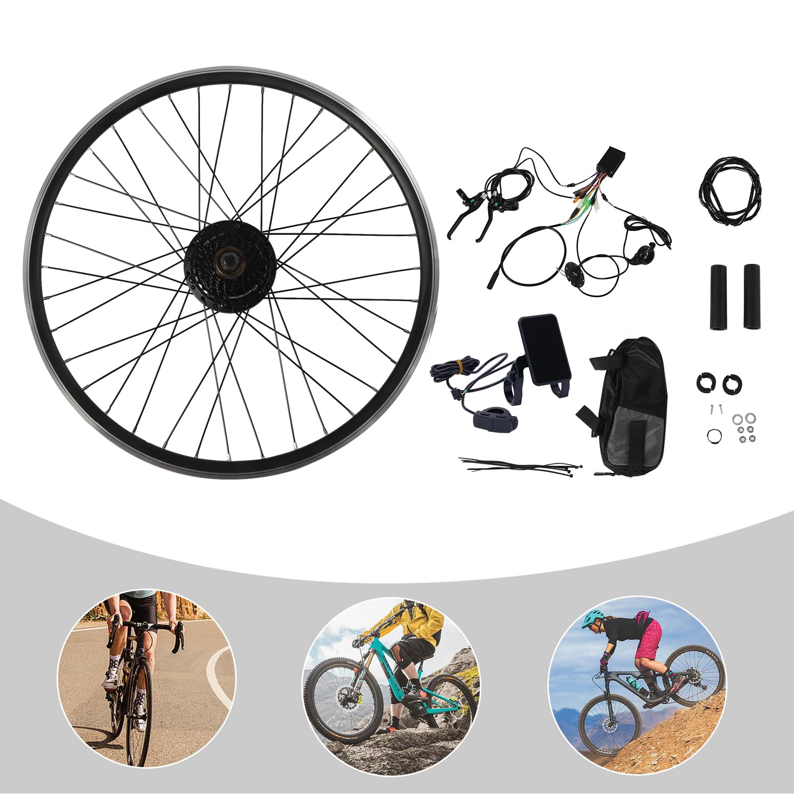 36V 250W Kit di conversione per E-Bike, kit di conversione per bicicletta elettrica con display LCD, 5 marce, kit di conversione per bicicletta elettrica con cruise control, motore elettrico per