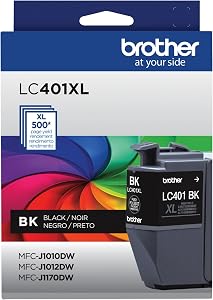Cartouche d'encre noire à haut rendement Brother Genuine LC401XLBK