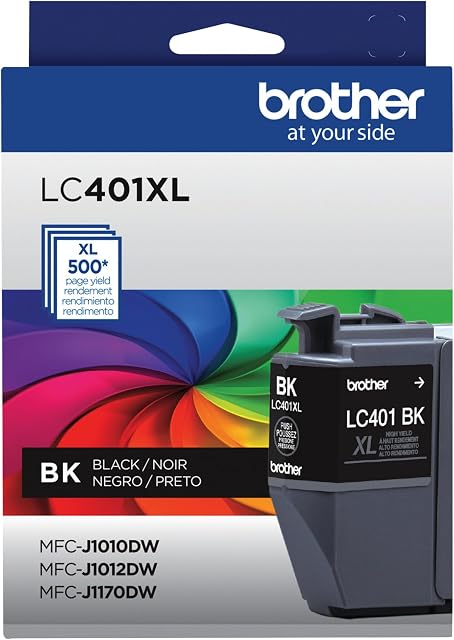 Cartouche d'encre noire à haut rendement Brother Genuine LC401XLBK