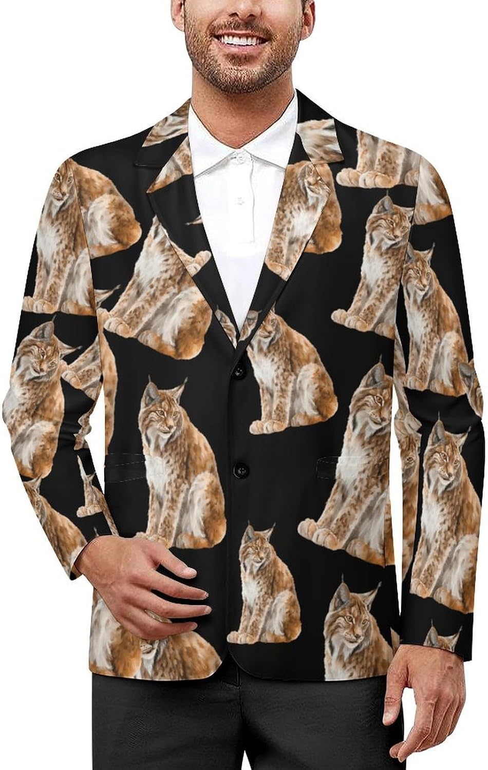 Eurasian Cat Mens Blazer Two Button Lightweight Sport Coats Suit Business Jacket