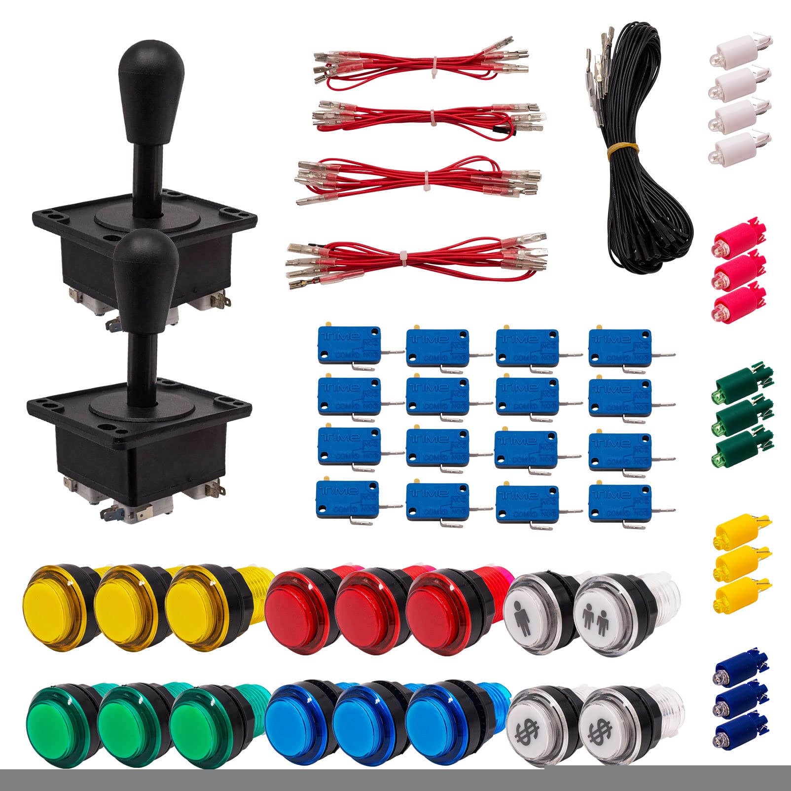 Kit Joystick e Pulsanti Arcade 2 Giocatori Luminosi Pulsanti Trasparenti Joystick Americani Cavo Gpio Videogiochi Retro Gaming